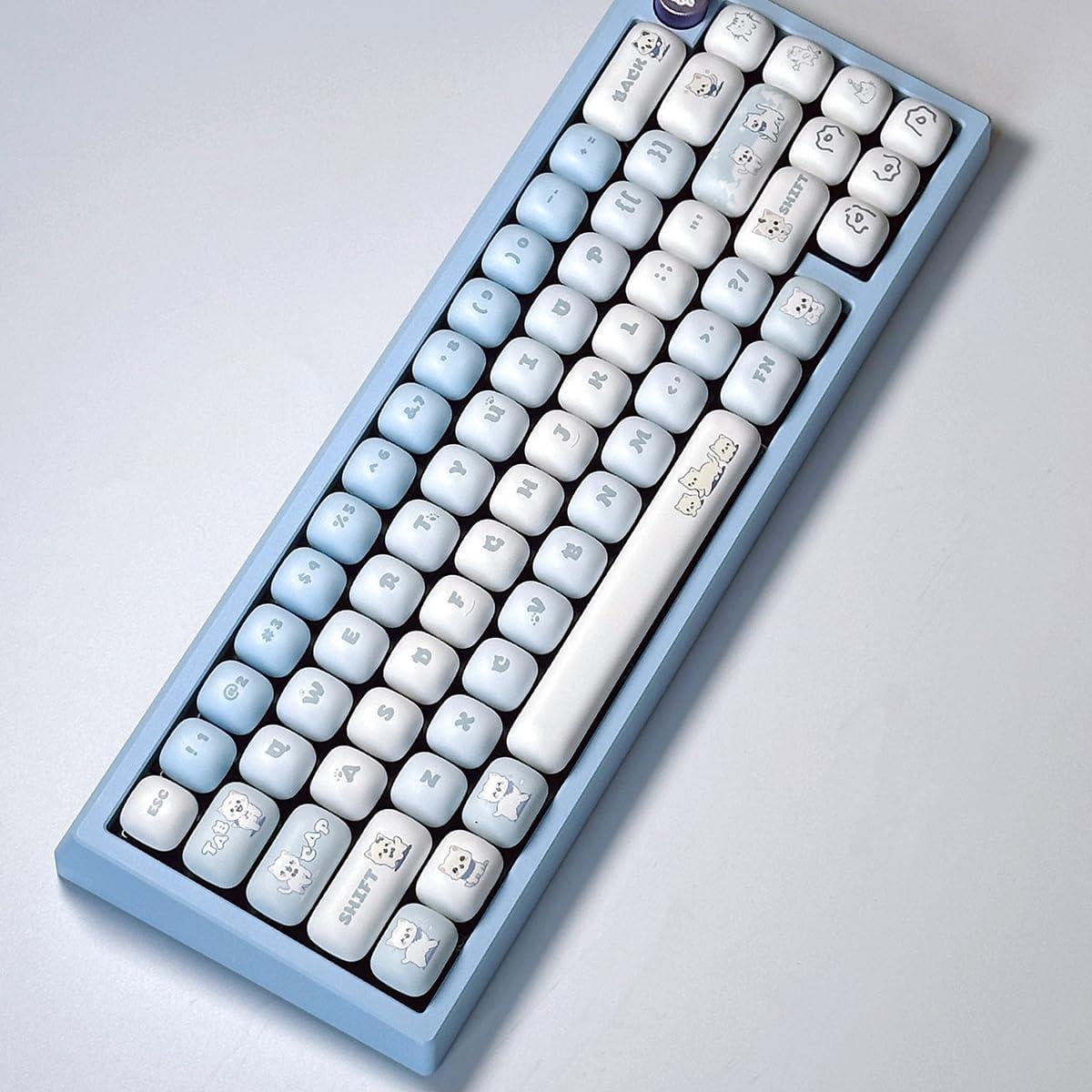 Keycaps PBT Lindos Gato Azul MOG 139 Teclas para Teclado Mecánico