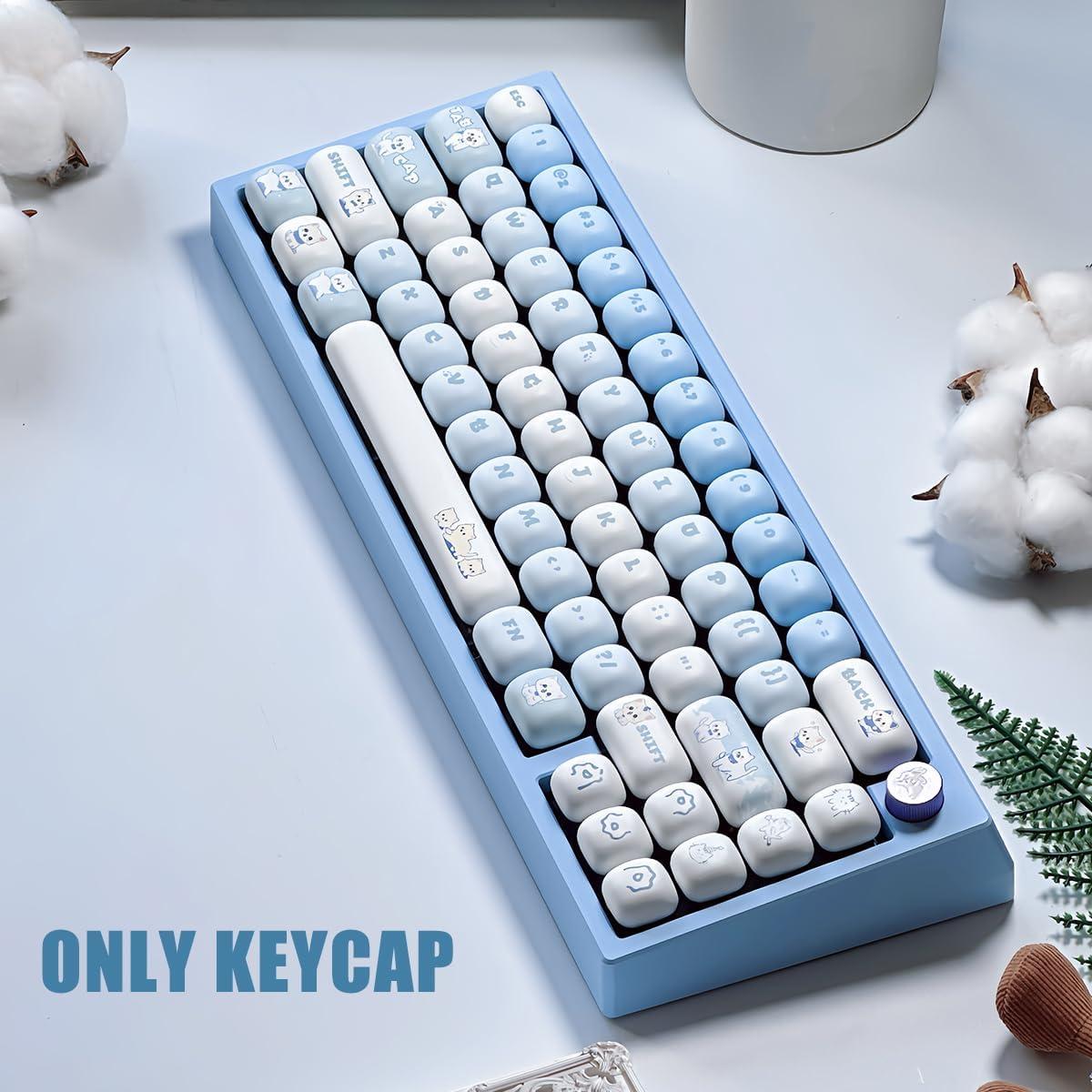 Keycaps PBT Lindos Gato Azul MOG 139 Teclas para Teclado Mecánico