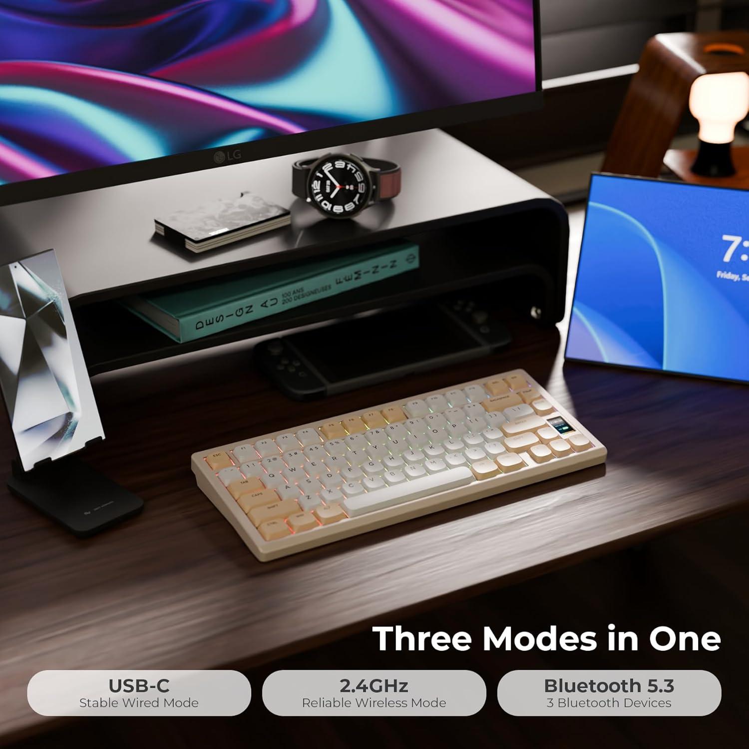 Teclado Mecánico Inalámbrico Chilkey ND75 LP Beige 75% RGB