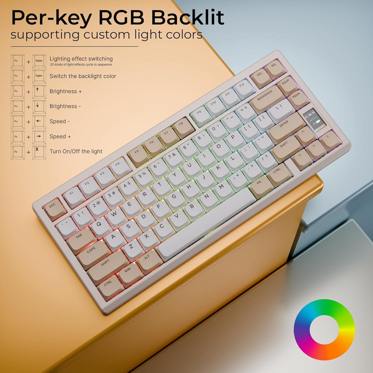 Teclado Mecánico Inalámbrico Chilkey ND75 LP Beige 75% RGB