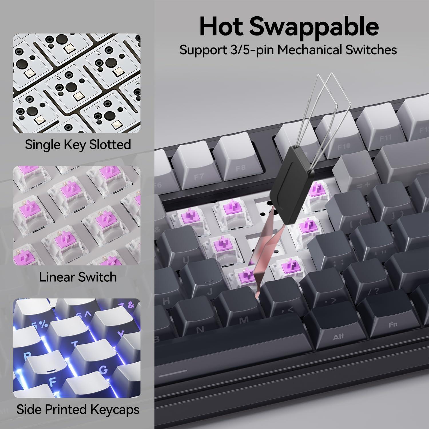 Teclado Mecánico Inalámbrico AUSDOM Hola 87 RGB 10000mAh