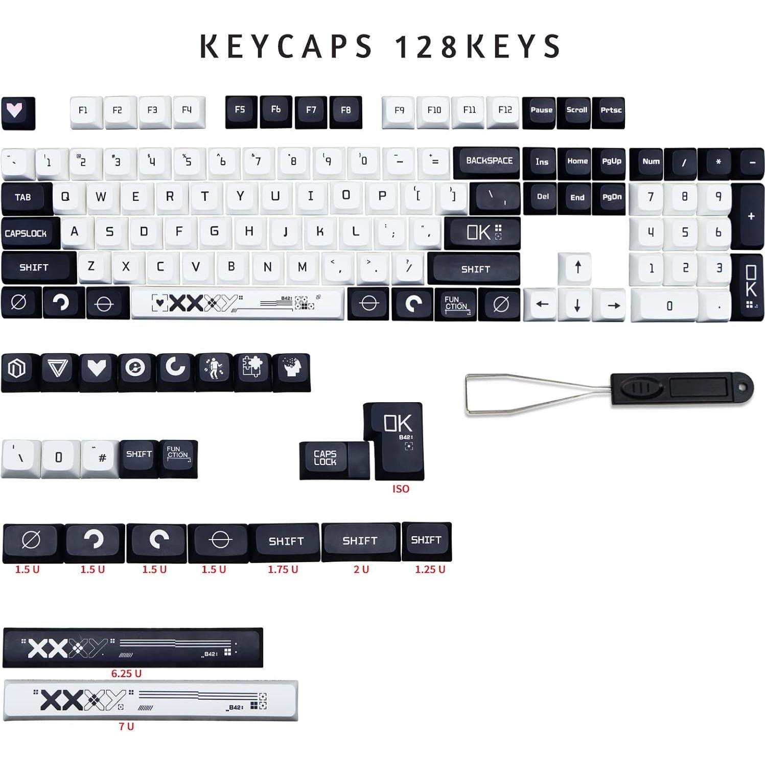 Conjunto de Teclas Mecánicas MOLGRIA B42 PBT 128 Teclas Azul y Blanco