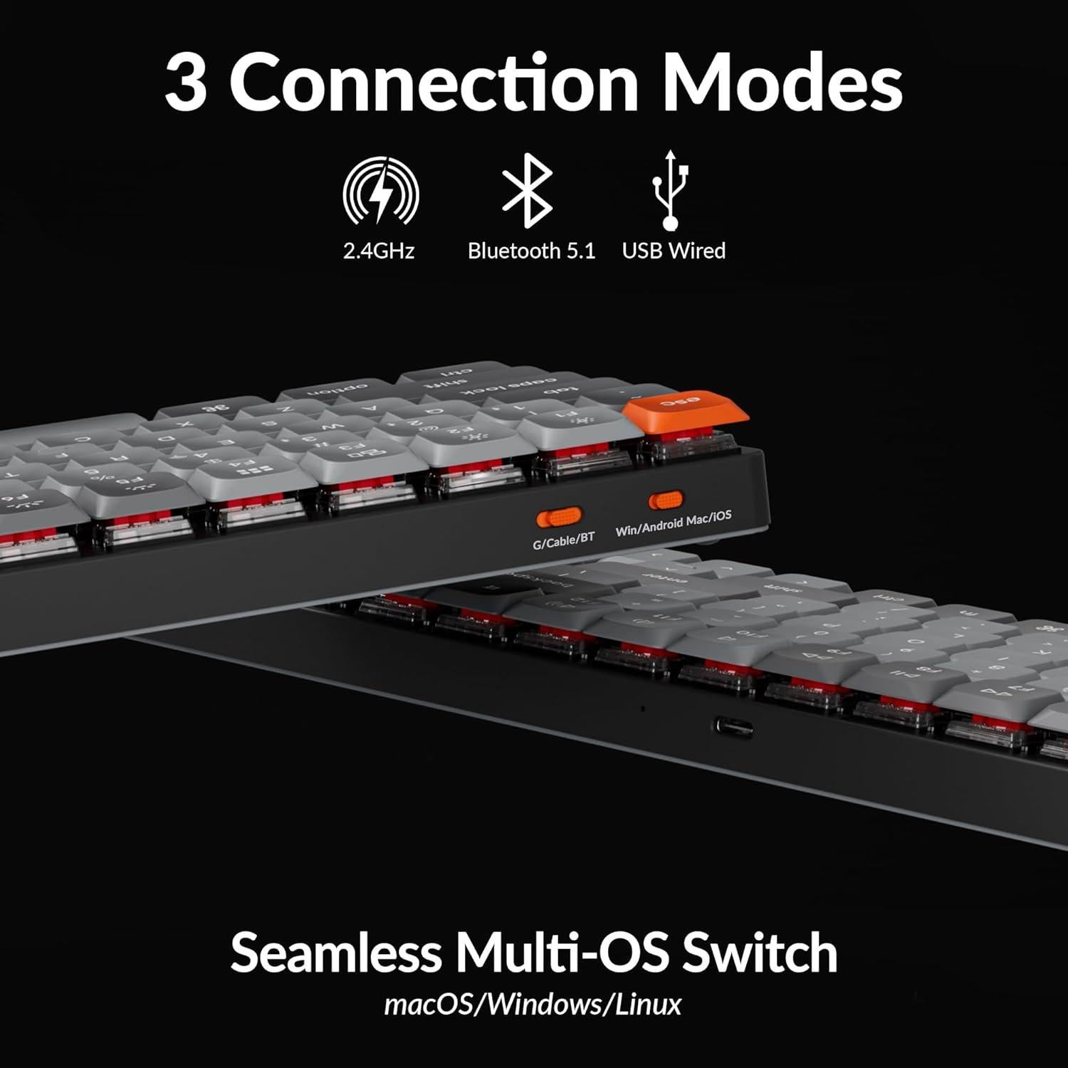 Teclado Mecánico Inalámbrico Keychron K17 Max 96% LED Blanco