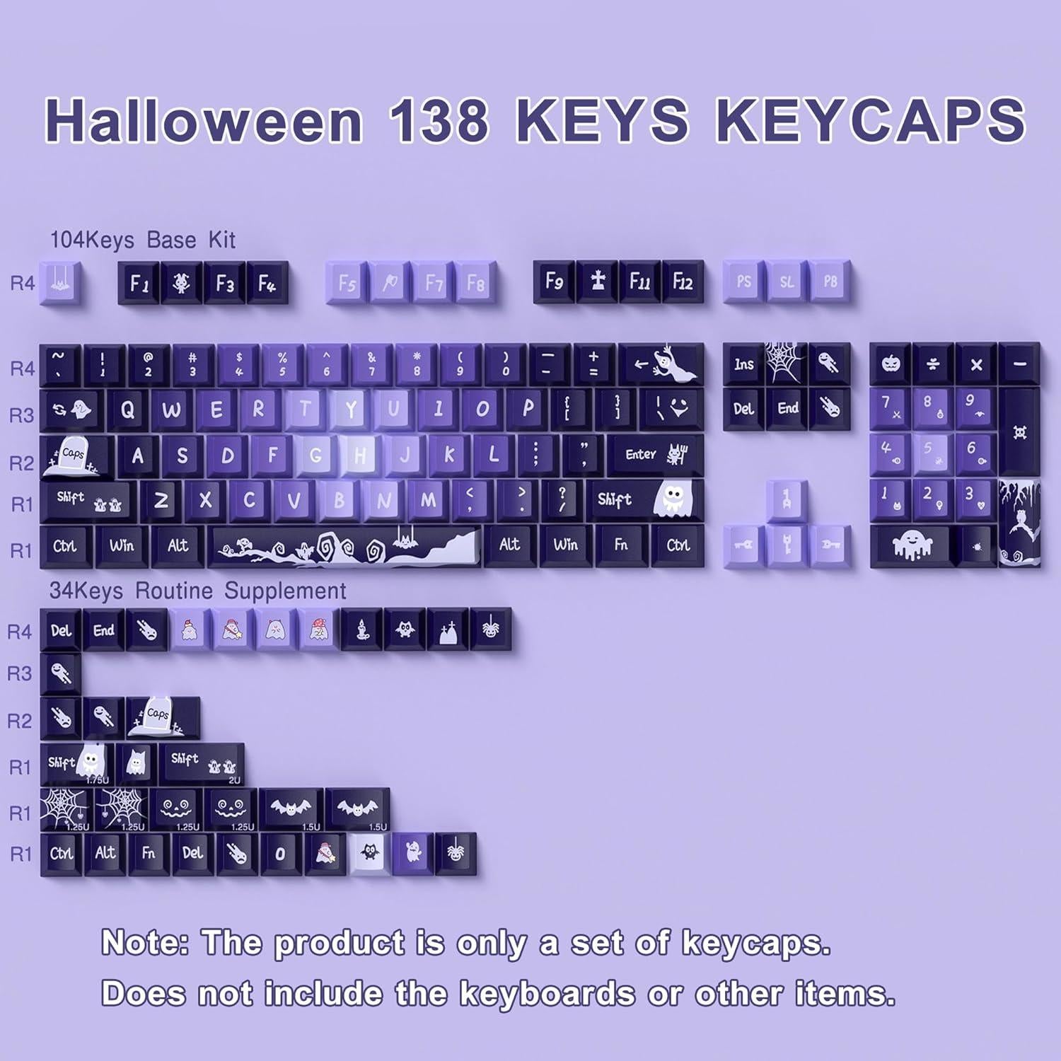 Conjunto de Teclas Personalizadas LUSKINNO Halloween 138 PBT