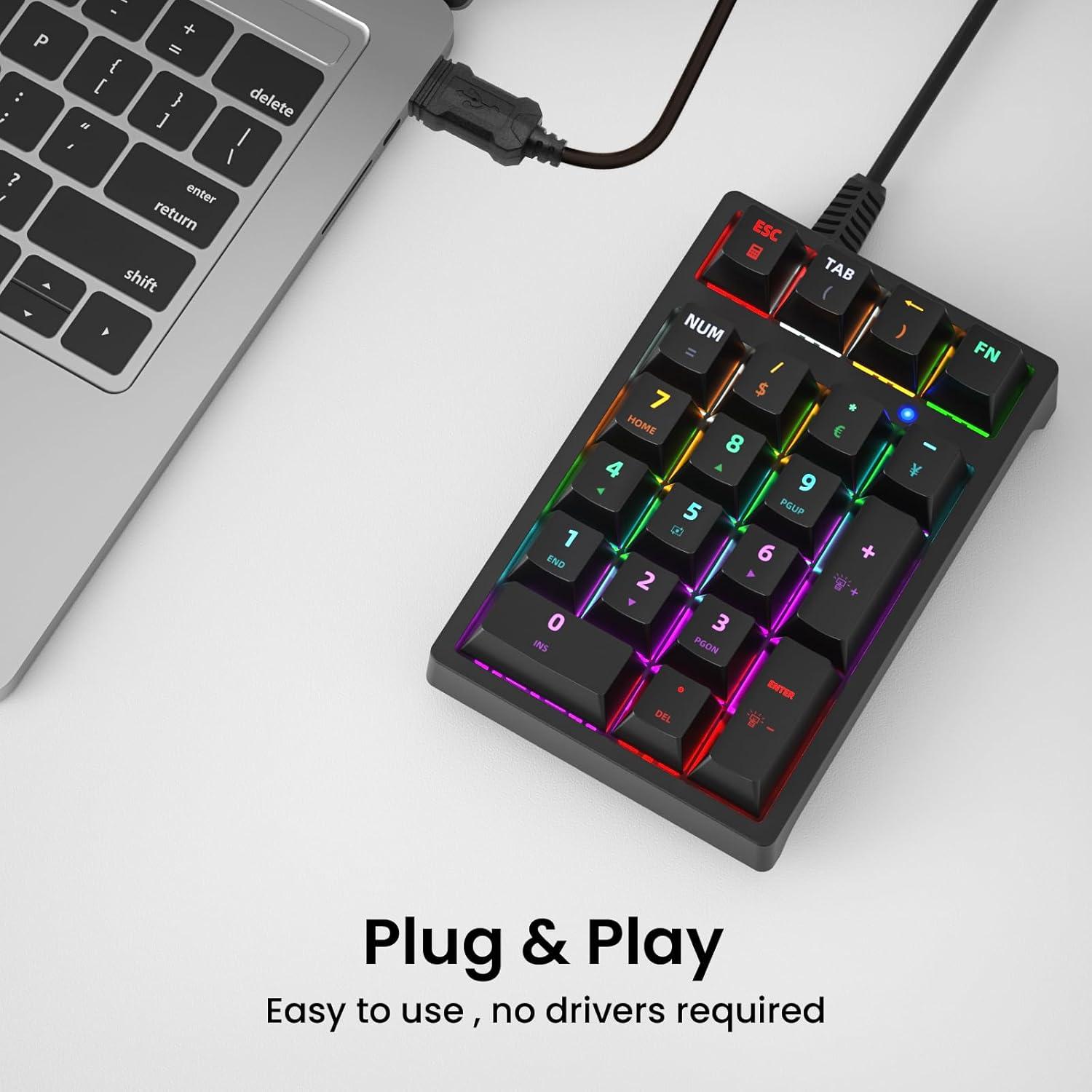 Teclado Numérico Mecánico USB Gurjot con Retroiluminación RGB