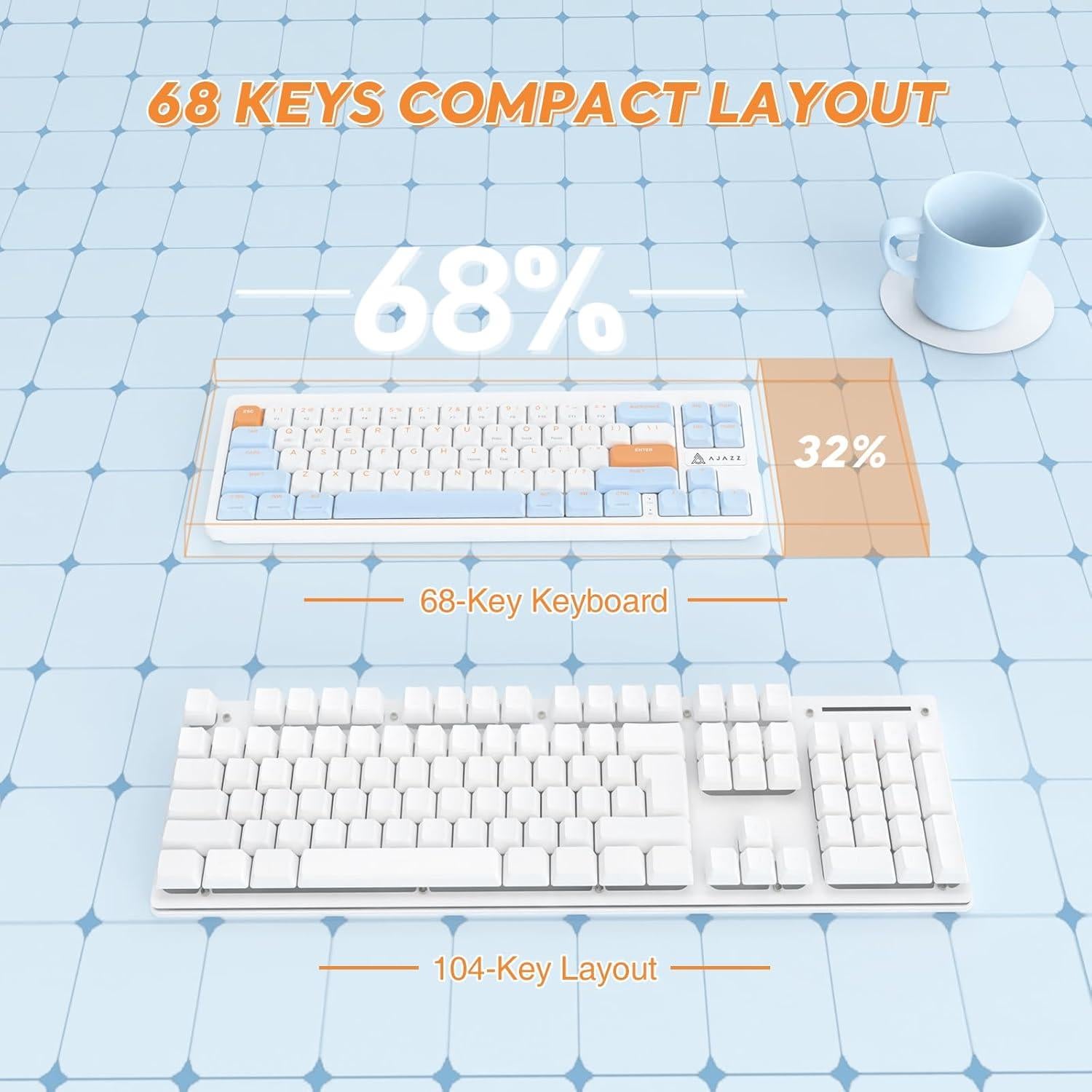 Teclado Mecánico Inalámbrico A.JAZZ AKL680 68 Teclas