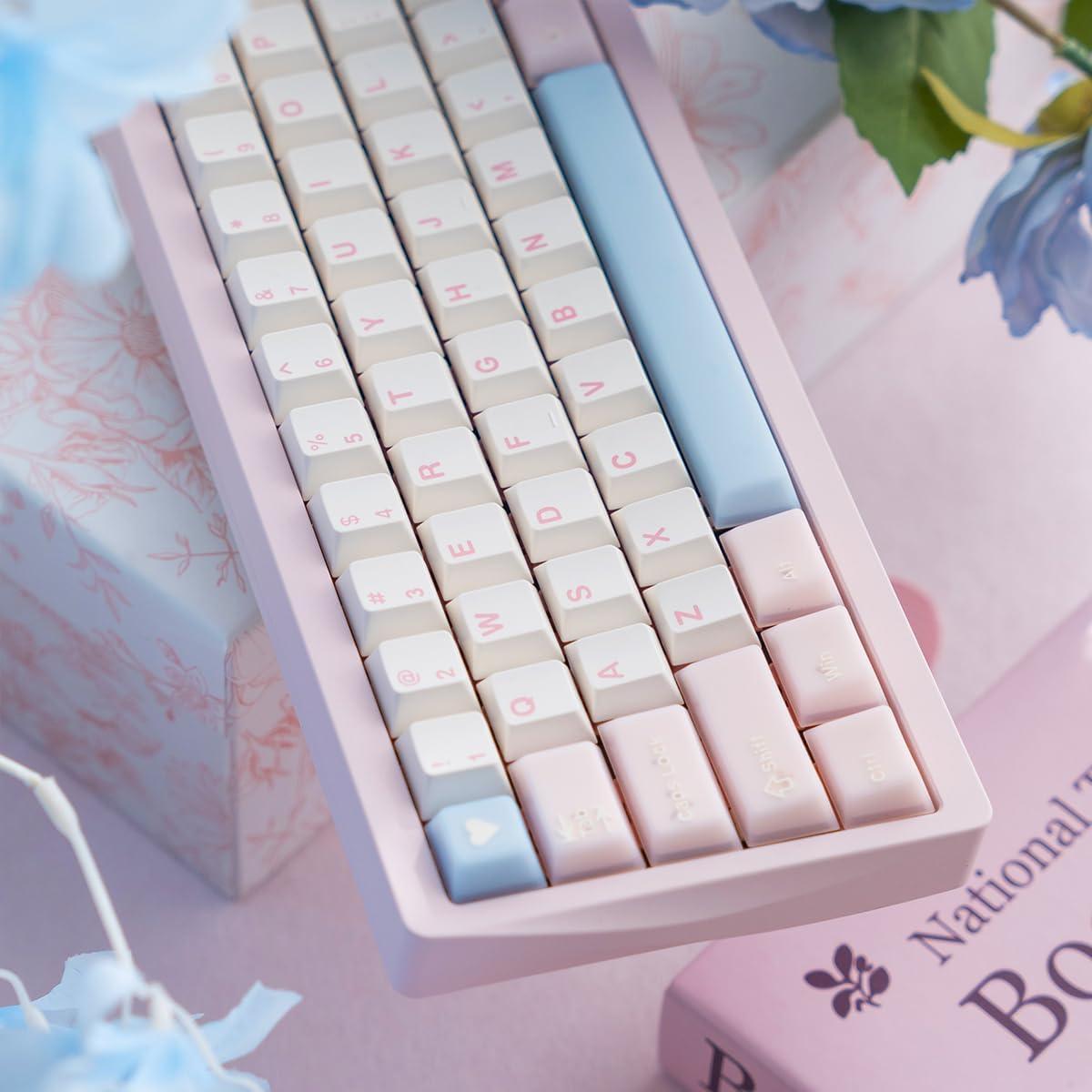 Juego de Teclas PBT Minimalista Hunfuthr Rosa Blanco 164 Teclas