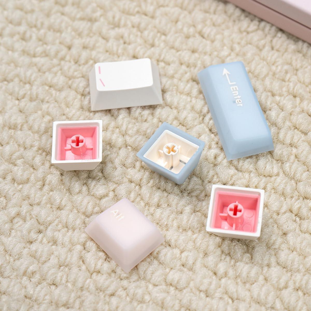 Juego de Teclas PBT Minimalista Hunfuthr Rosa Blanco 164 Teclas