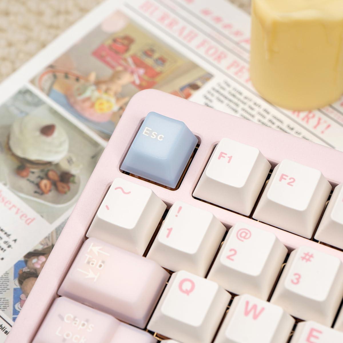 Juego de Teclas PBT Minimalista Hunfuthr Rosa Blanco 164 Teclas