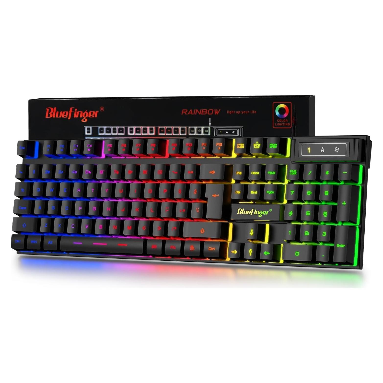 Teclado Gaming BlueFinger K803 USB Cableado Iluminado Arcoíris