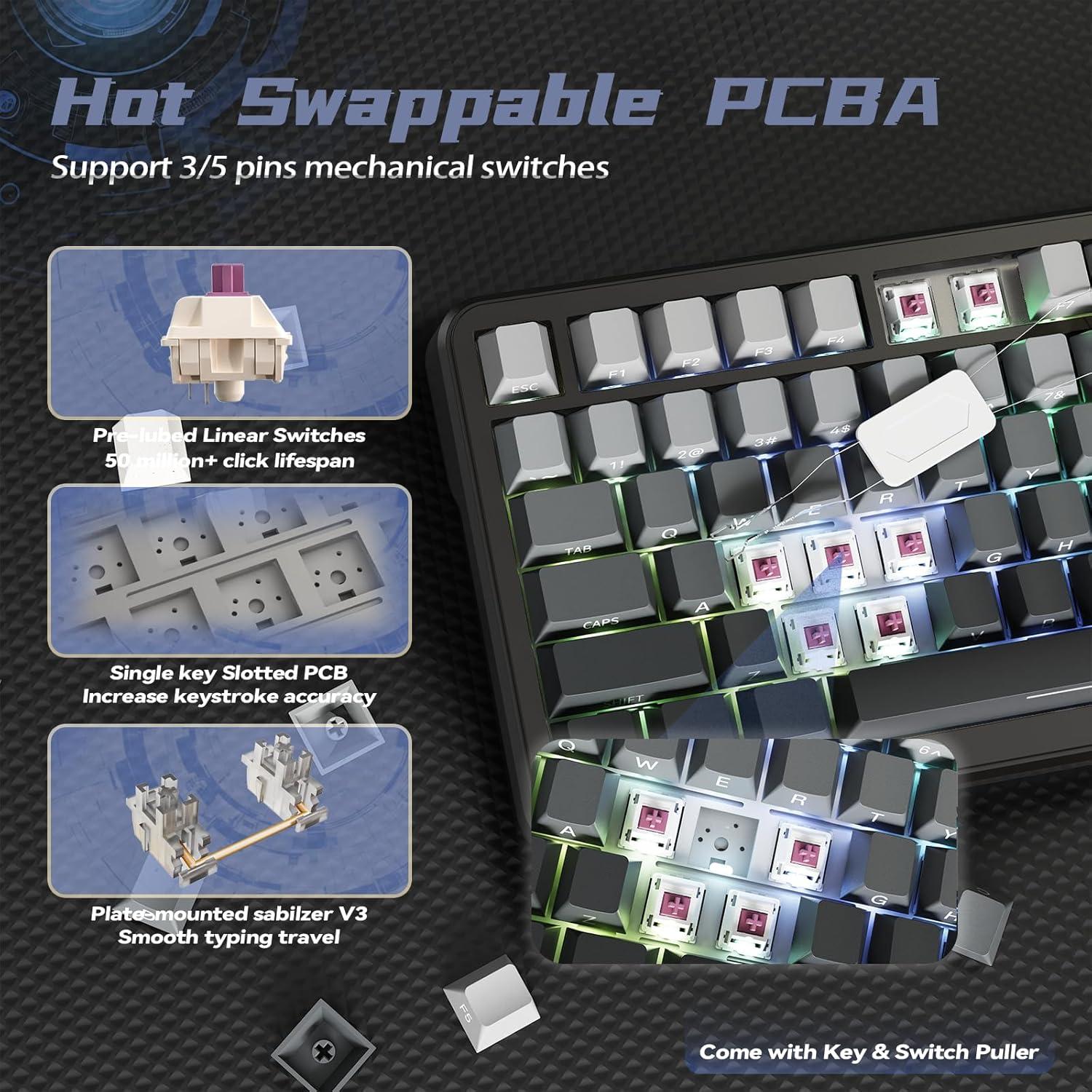 Teclado Mecánico Inalámbrico ATTACK SHARK X85 Pro RGB 75%