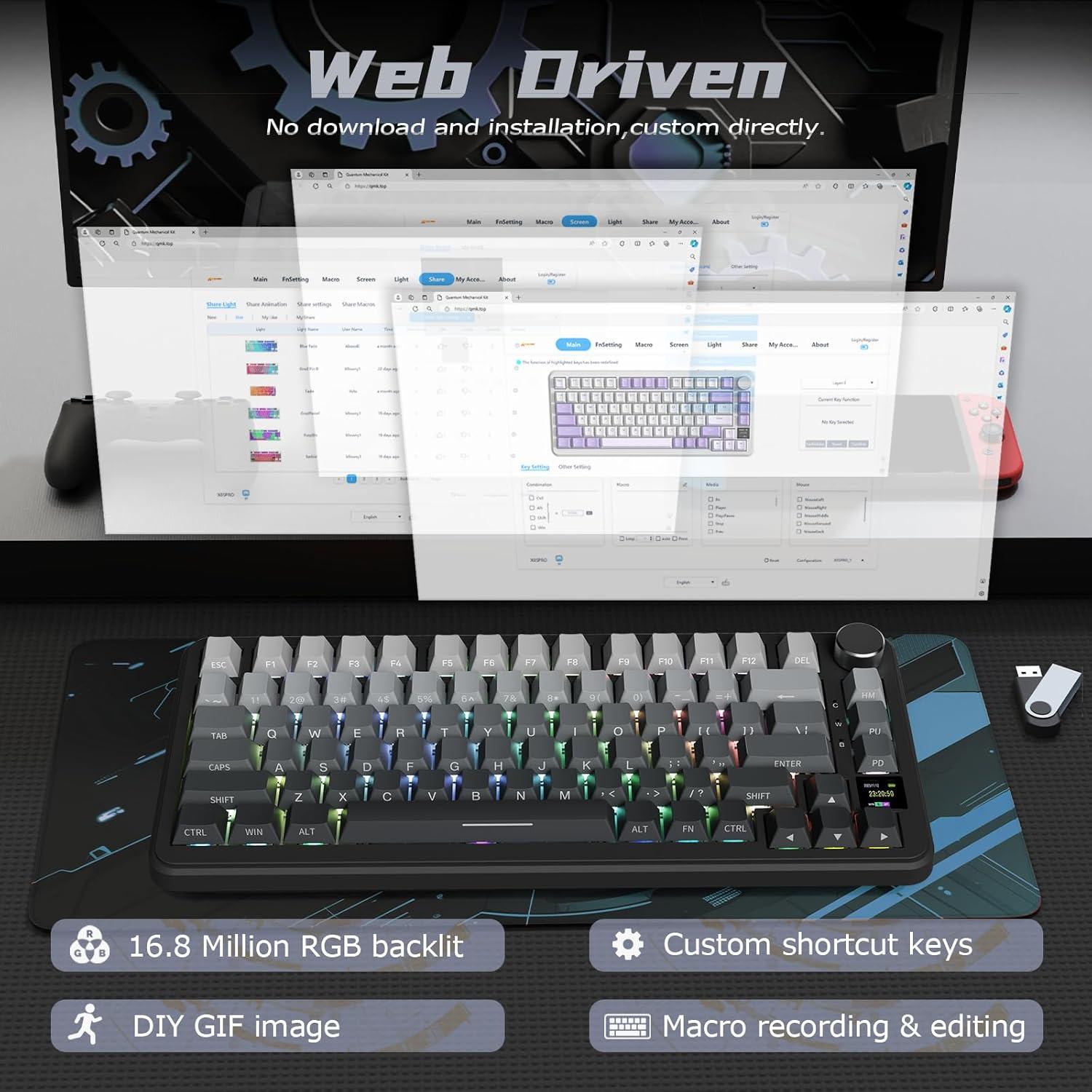 Teclado Mecánico Inalámbrico ATTACK SHARK X85 Pro RGB 75%