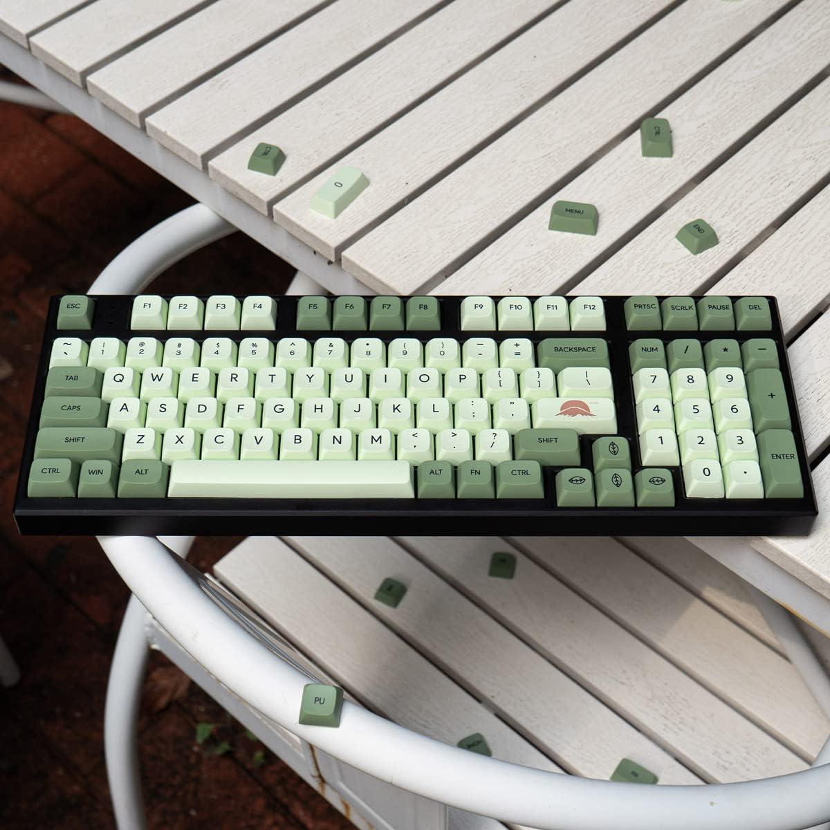 Juego de Teclas PBT Matcha Verde 124 Teclas XDA Mintcaps