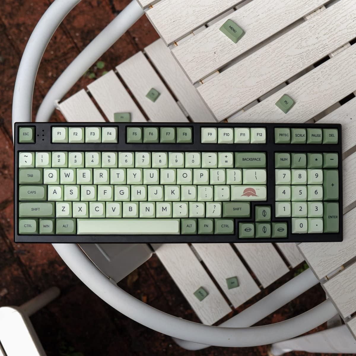 Juego de Teclas PBT Matcha Verde 124 Teclas XDA Mintcaps