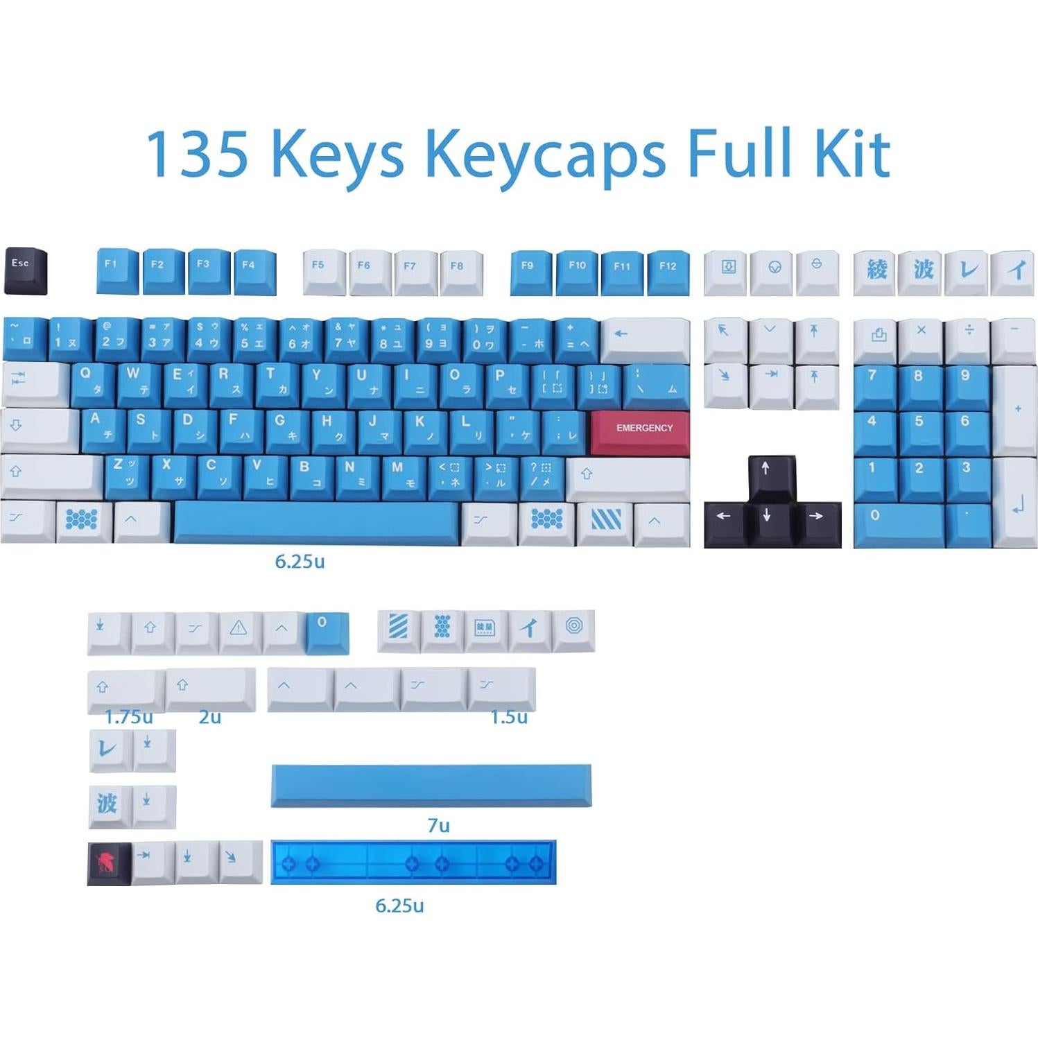 Conjunto de Teclas Mecánicas JOMKIZ PBT 134 Teclas Azul