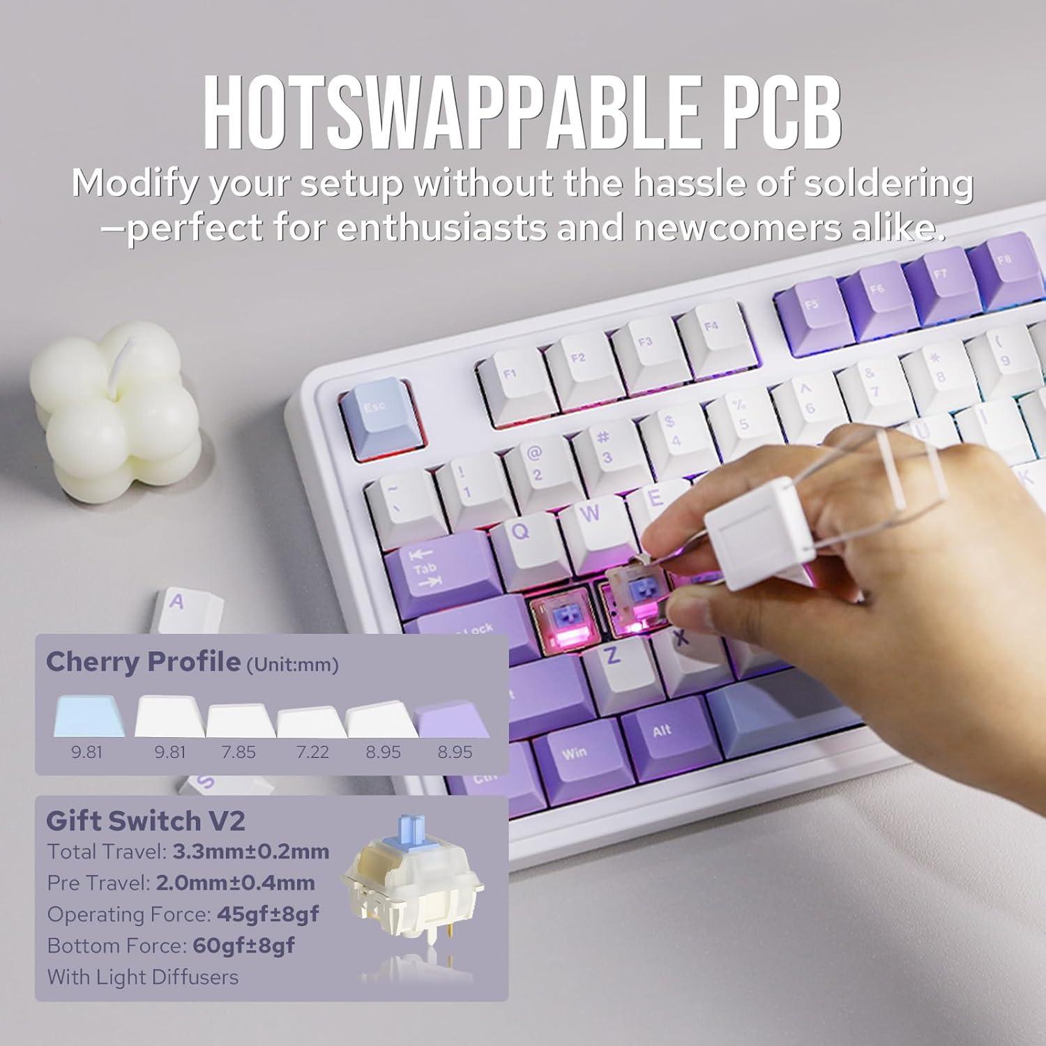 Teclado Mecánico Inalámbrico AJAZZ AK980 Blanco 97 Teclas RGB