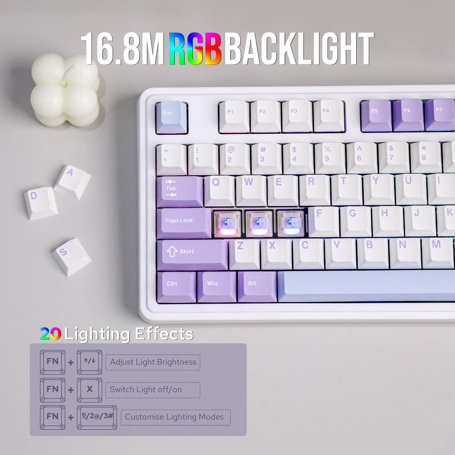 Teclado Mecánico Inalámbrico AJAZZ AK980 Blanco 97 Teclas RGB