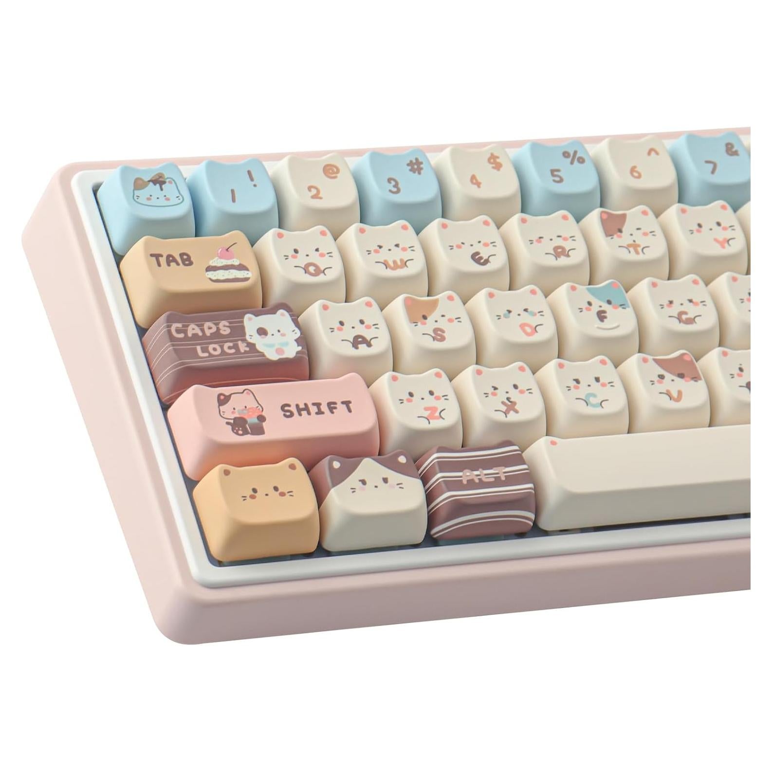 Teclas PBT 142 Lindas de Gato Sal Marina para Teclados Mecánicos