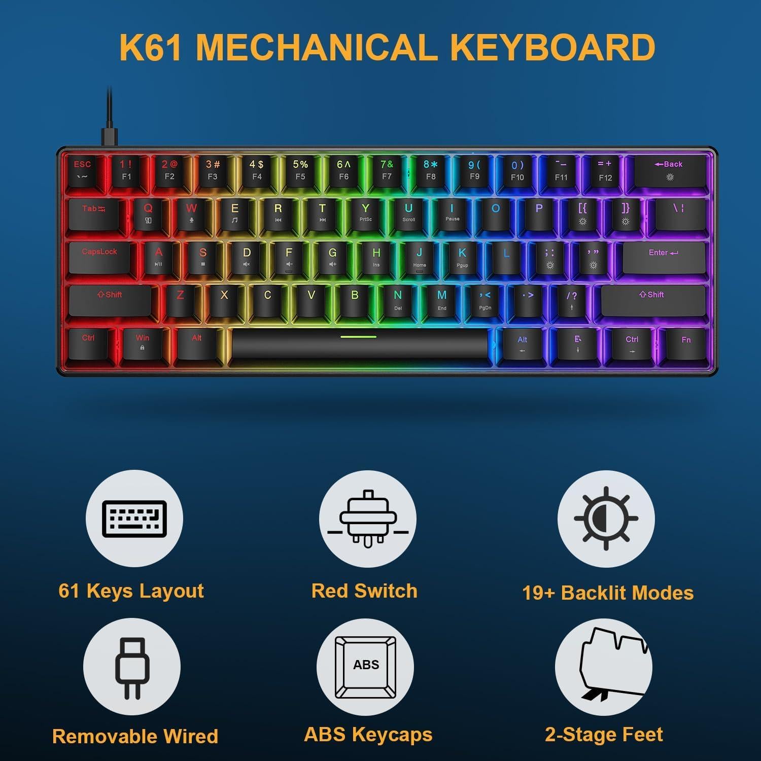 Combo Teclado Mecánico 60% y Ratón Gaming BlueFinger K108 RGB