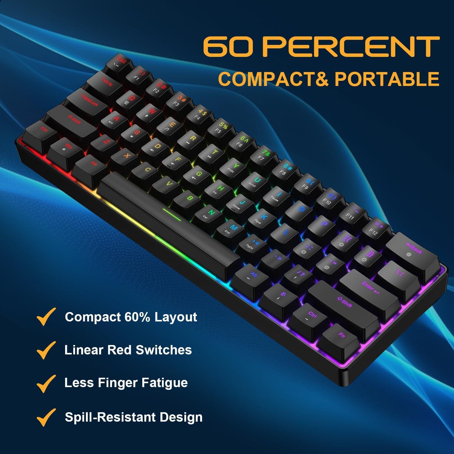 Combo Teclado Mecánico 60% y Ratón Gaming BlueFinger K108 RGB