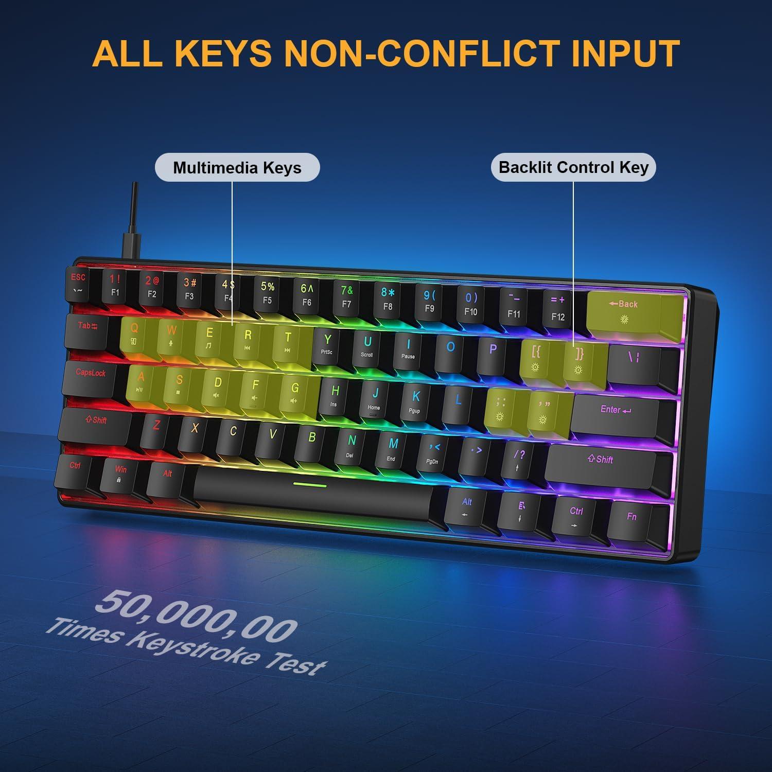 Combo Teclado Mecánico 60% y Ratón Gaming BlueFinger K108 RGB