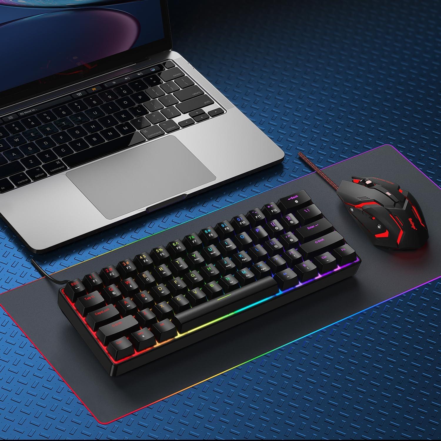 Combo Teclado Mecánico 60% y Ratón Gaming BlueFinger K108 RGB