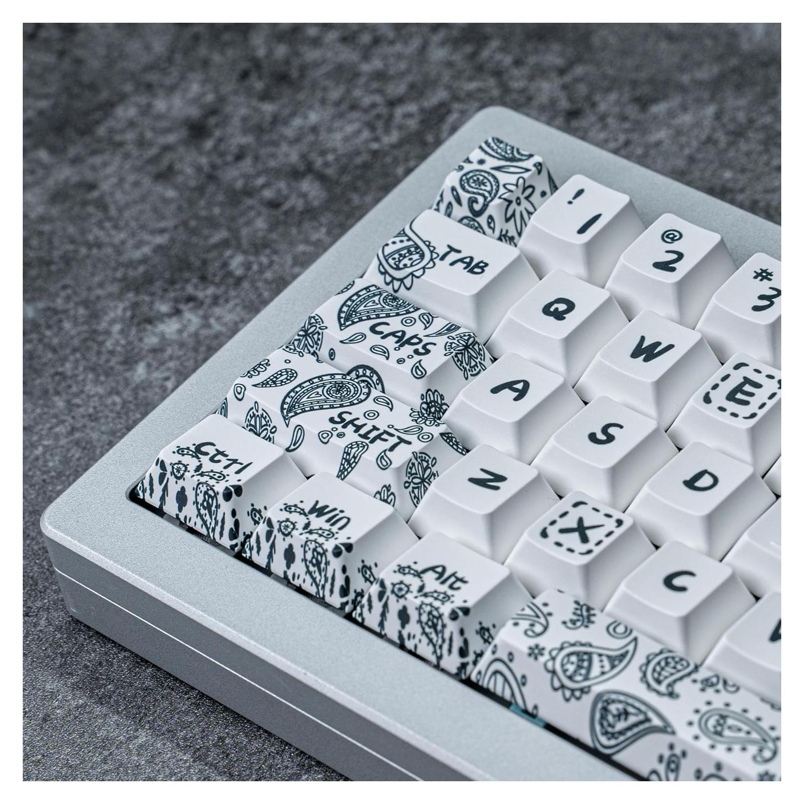 Juego de Teclas PBT 90% Paisley Blanco - 140 Teclas Cherry