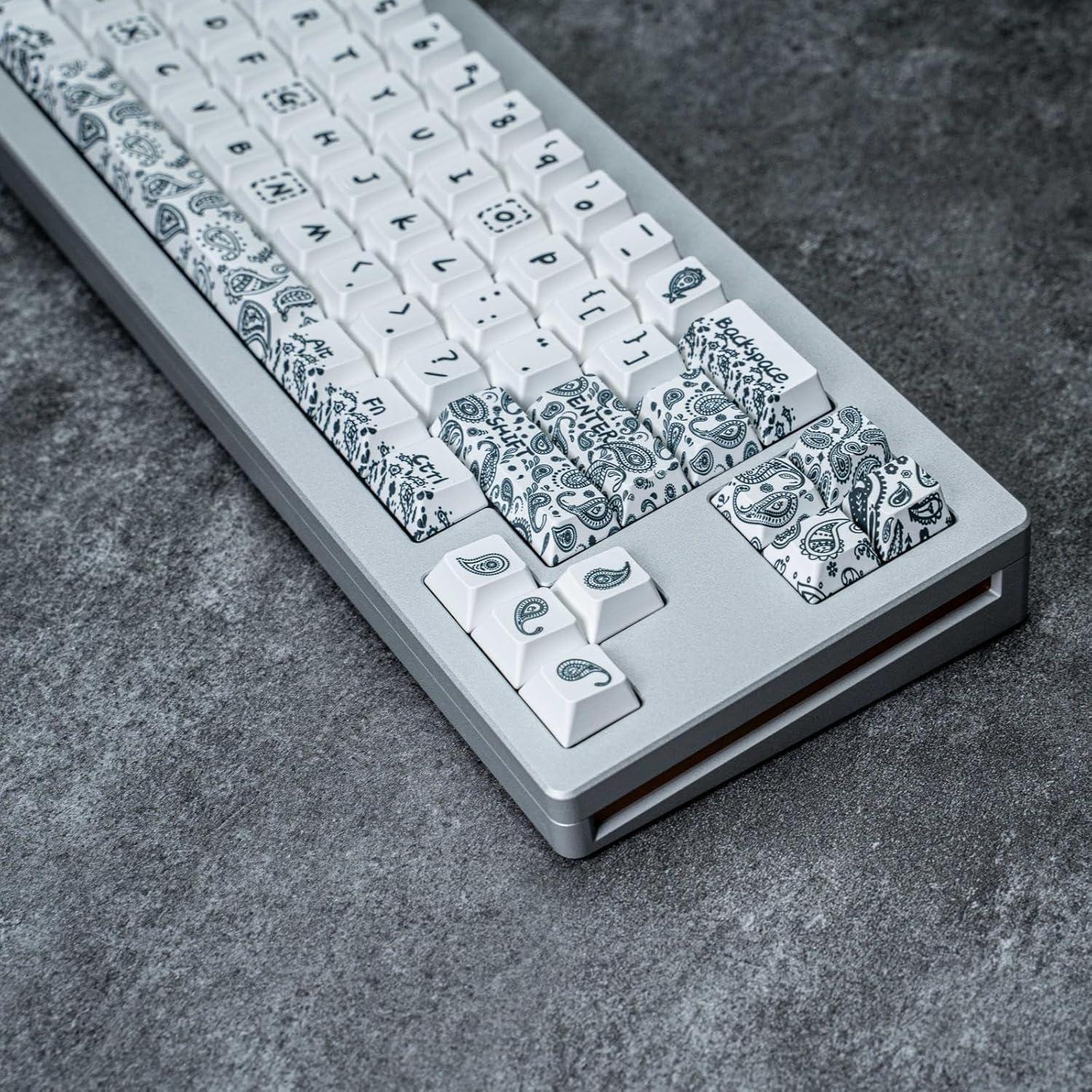 Juego de Teclas PBT 90% Paisley Blanco - 140 Teclas Cherry