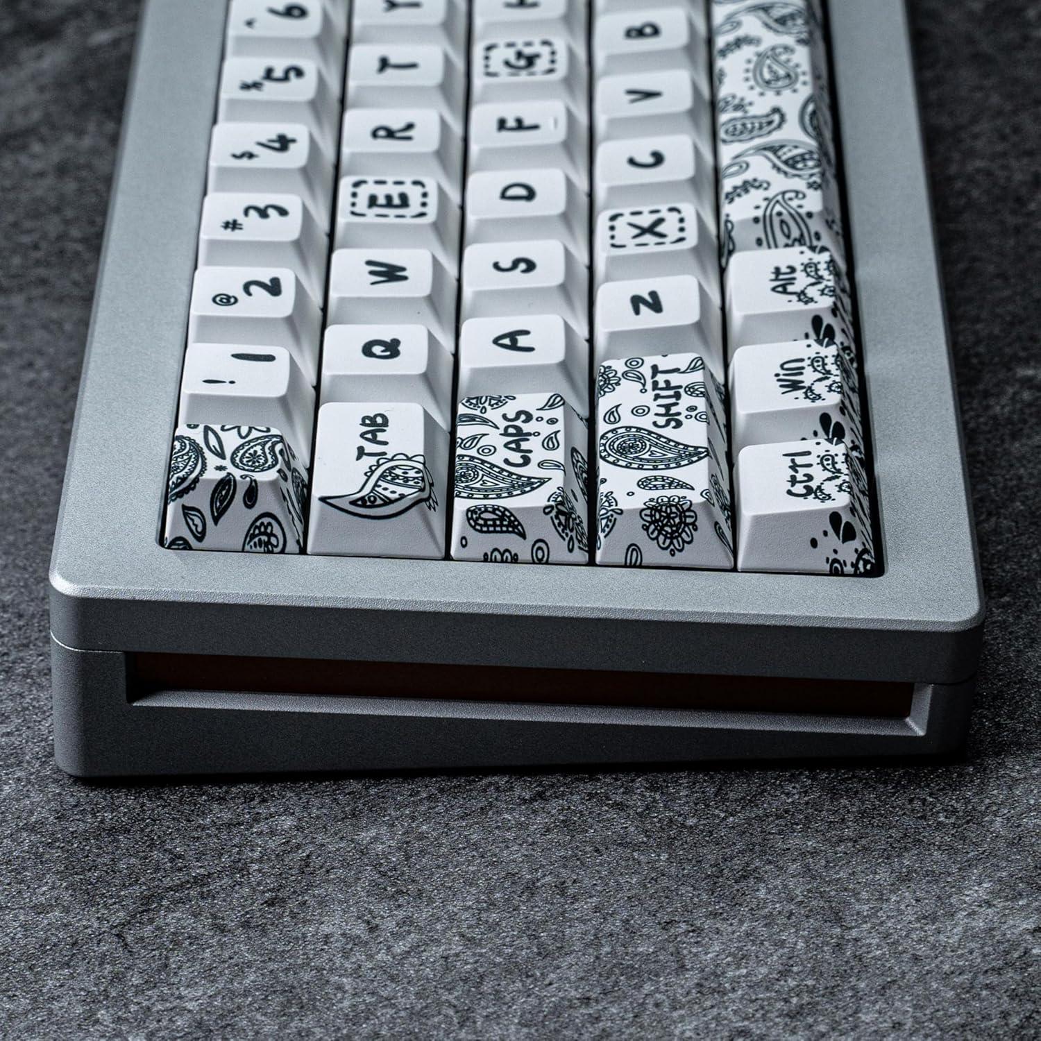 Juego de Teclas PBT 90% Paisley Blanco - 140 Teclas Cherry