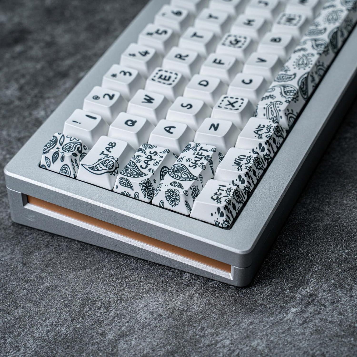 Juego de Teclas PBT 90% Paisley Blanco - 140 Teclas Cherry