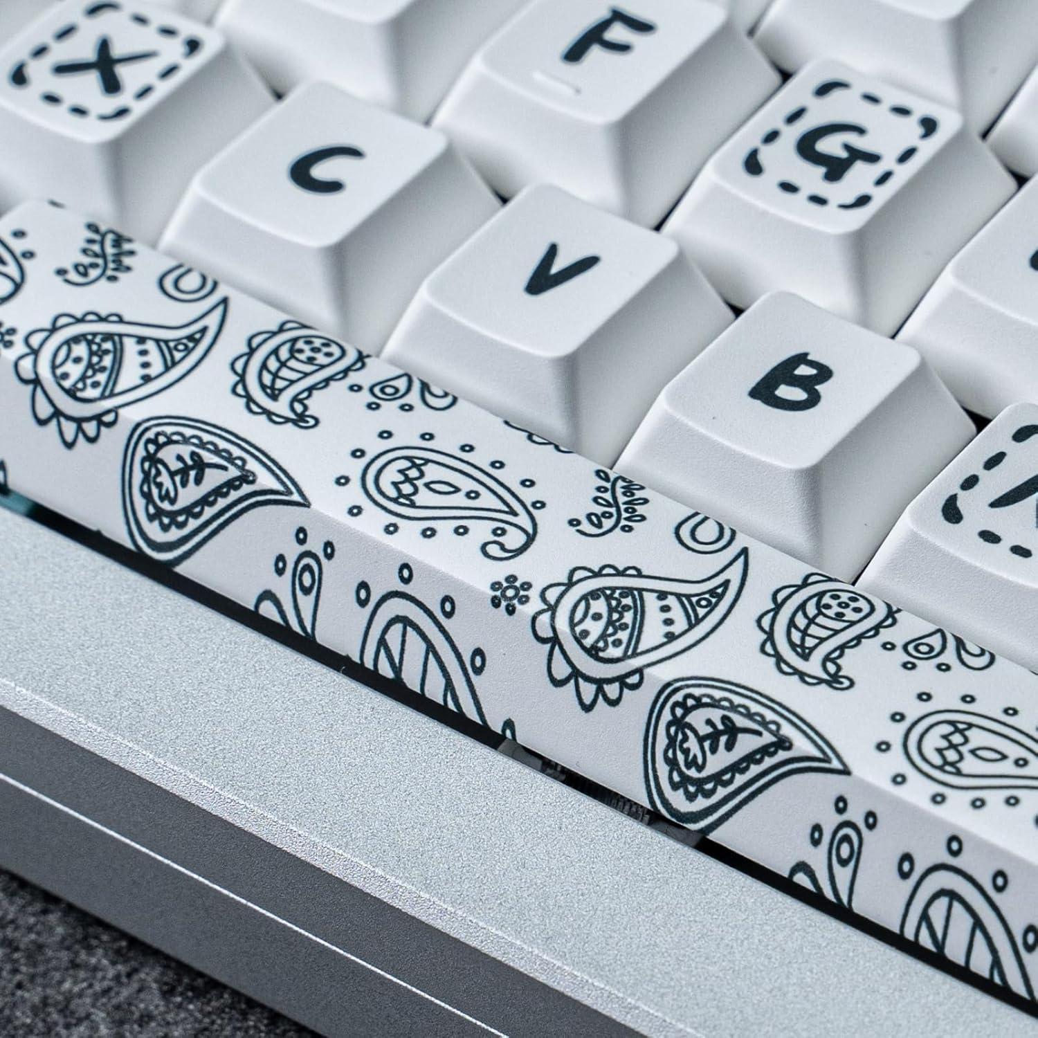 Juego de Teclas PBT 90% Paisley Blanco - 140 Teclas Cherry