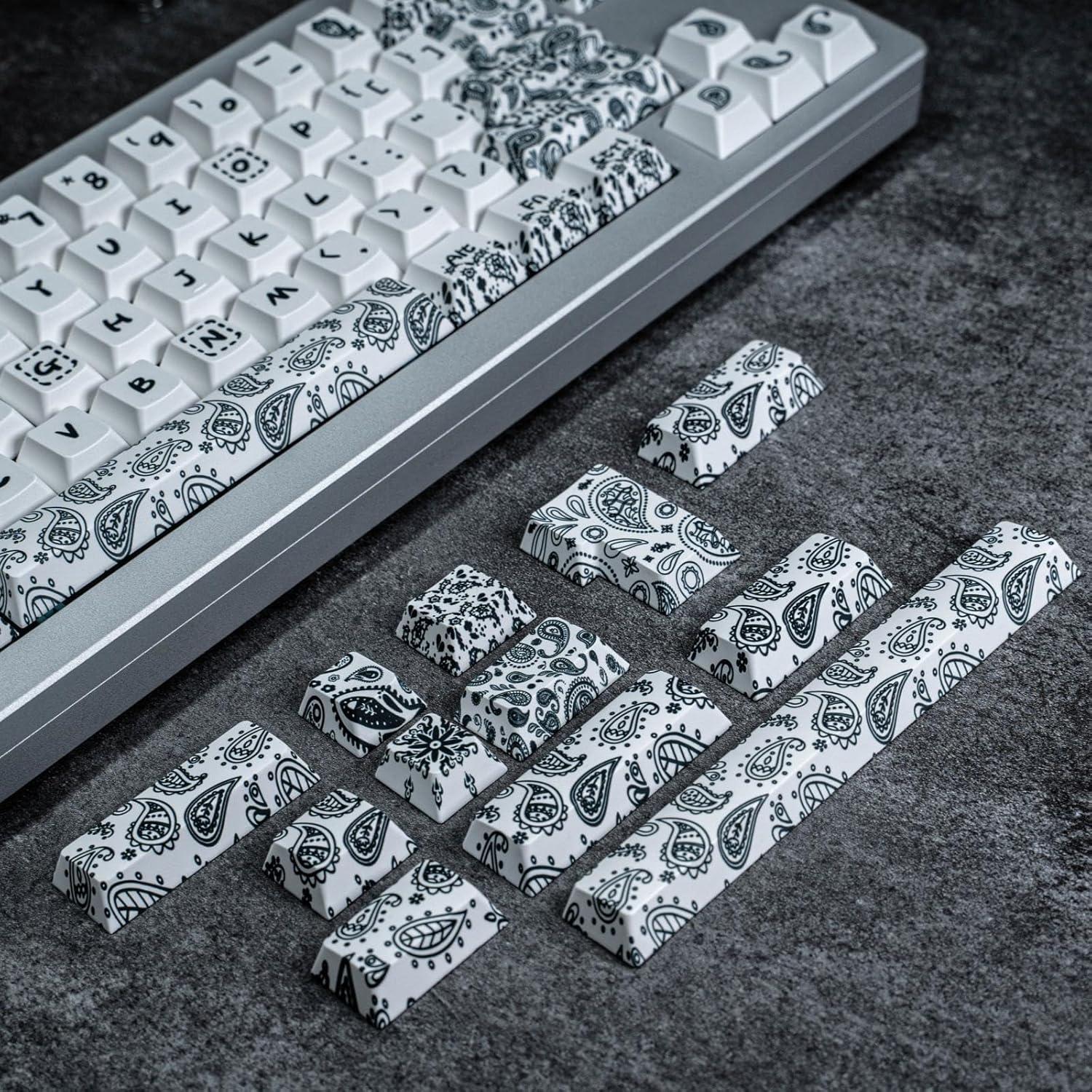 Juego de Teclas PBT 90% Paisley Blanco - 140 Teclas Cherry