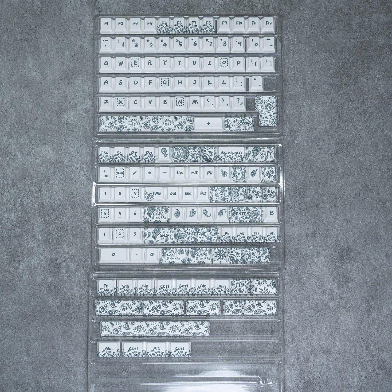 Juego de Teclas PBT 90% Paisley Blanco - 140 Teclas Cherry