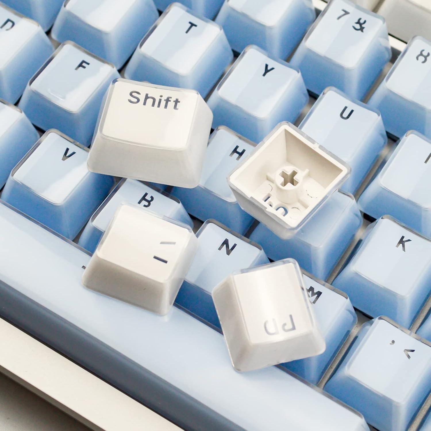 Juego de Teclas Retroiluminadas COTAIWA Azul-Blanco para Teclados Mecánicos