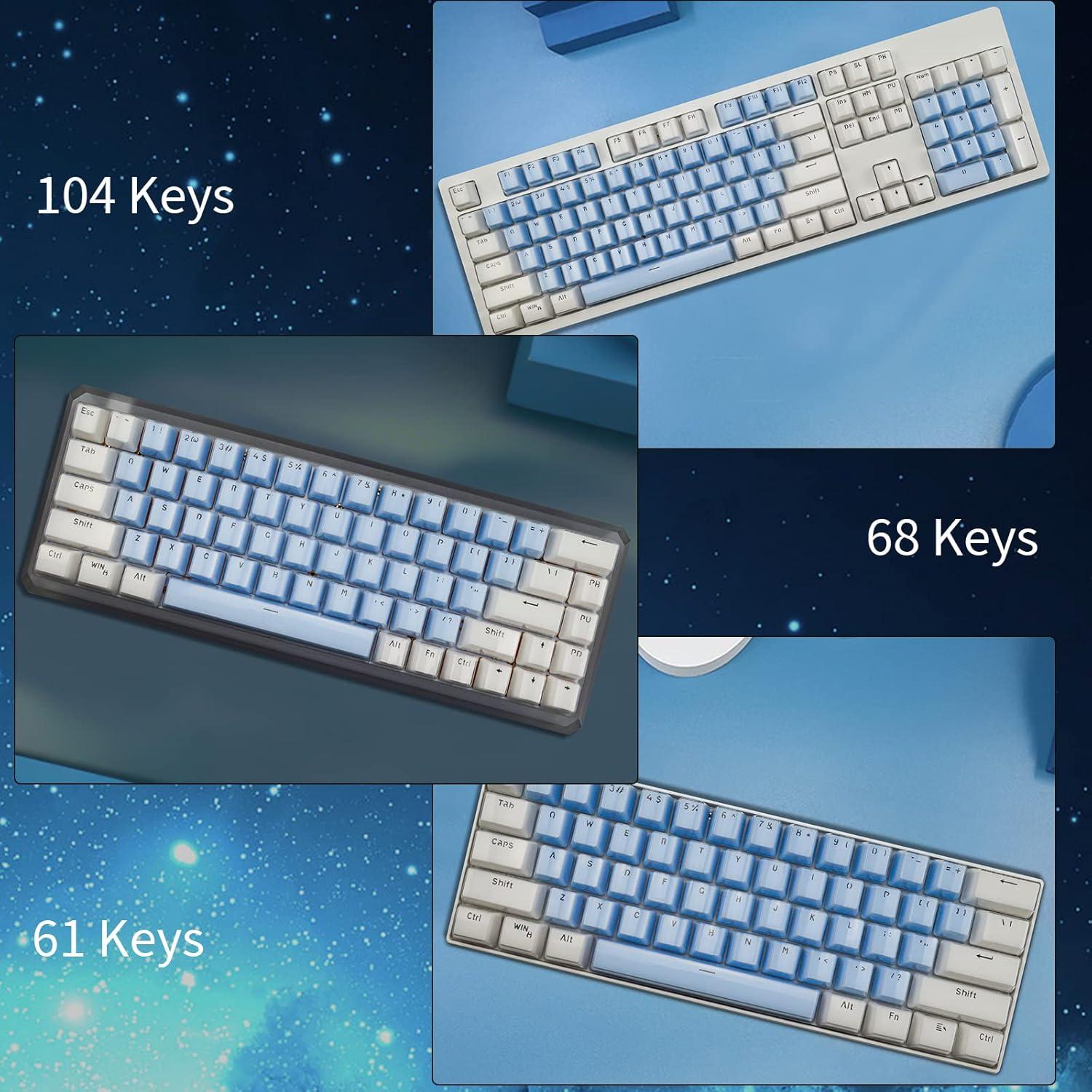 Juego de Teclas Retroiluminadas COTAIWA Azul-Blanco para Teclados Mecánicos