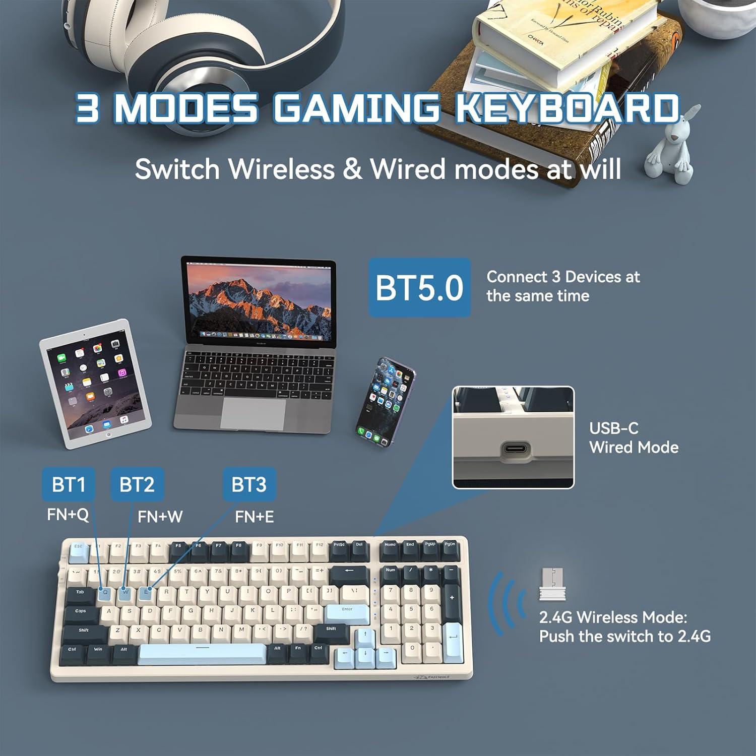 Teclado Mecánico Inalámbrico Attack Shark K8 RGB 100 Teclas