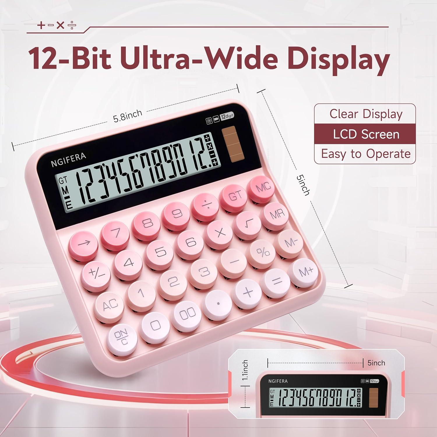 Calculadora Mecánica NGIFERA 12 Dígitos Pantalla Grande Azul