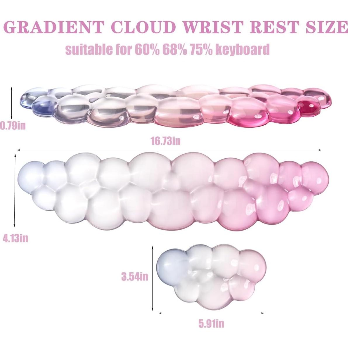 Conjunto Reposamuñecas Gel Silicona Ergonomico Nube Rosa Claro Azul