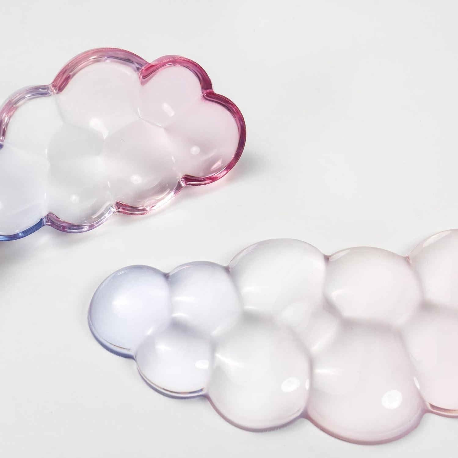 Conjunto Reposamuñecas Gel Silicona Ergonomico Nube Rosa Claro Azul
