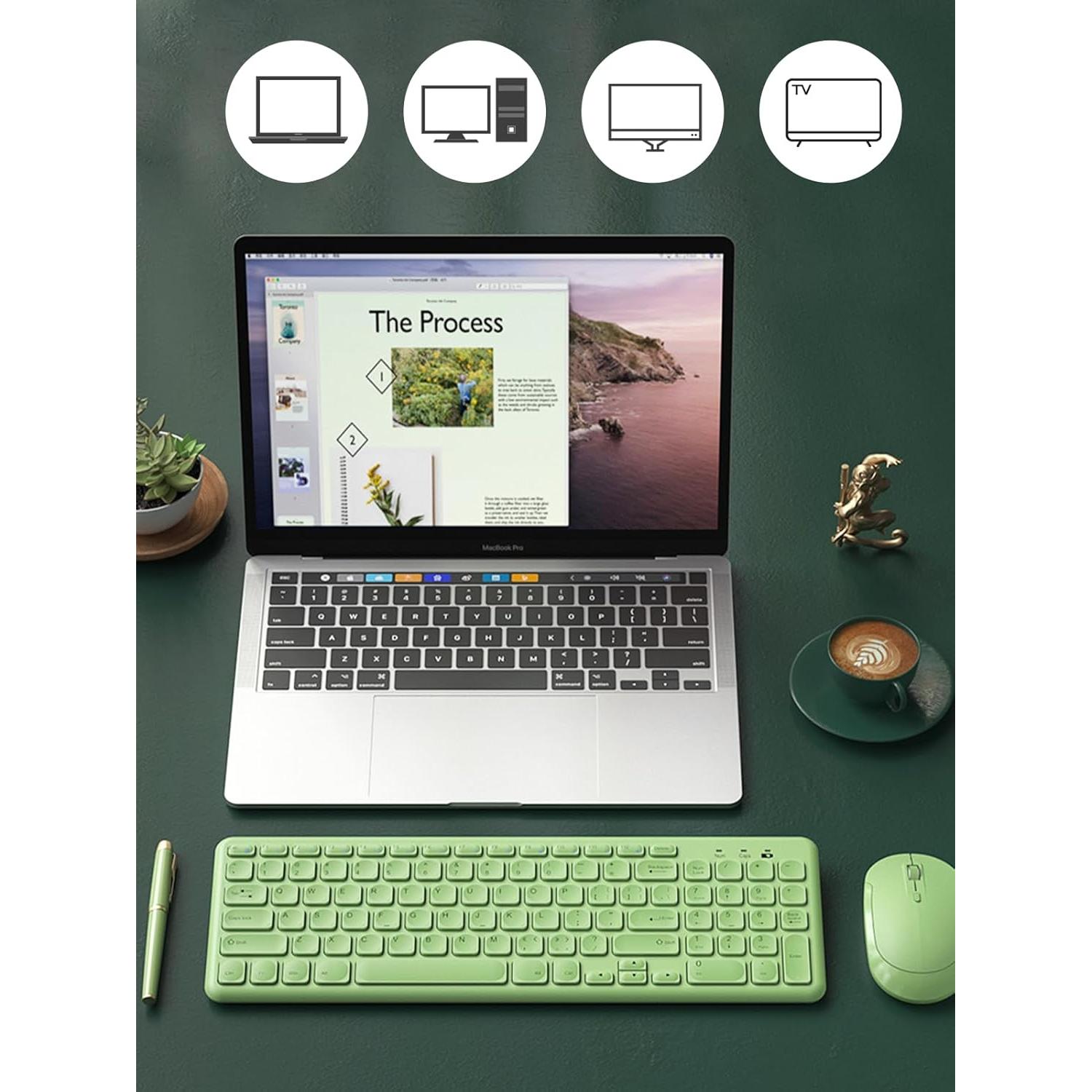 Combo Teclado y Ratón Inalámbrico Arcwares Verde Ergonómico