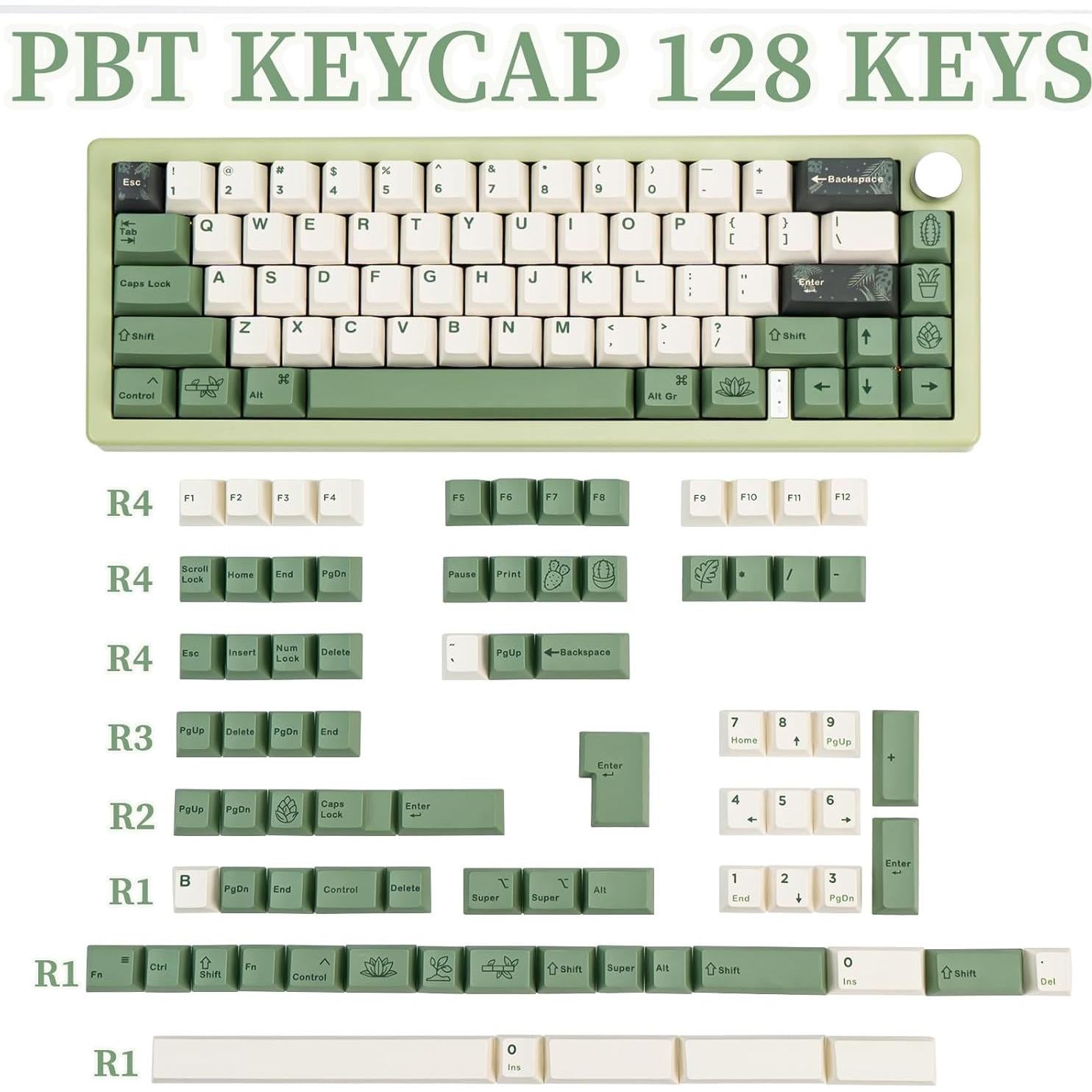 Juego de Teclas Personalizadas TIMSEKER 128 PBT Verde Beige