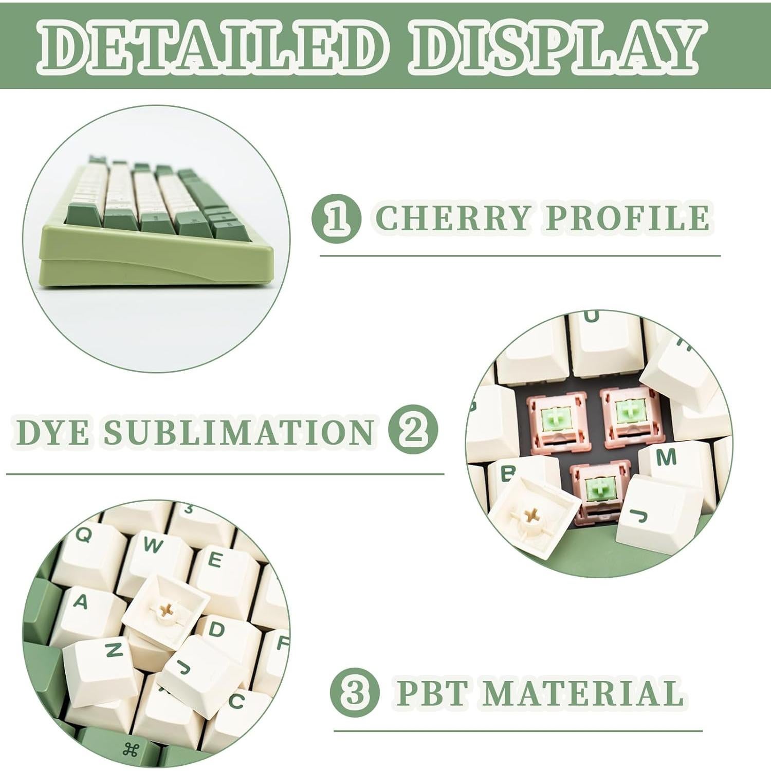 Juego de Teclas Personalizadas TIMSEKER 128 PBT Verde Beige