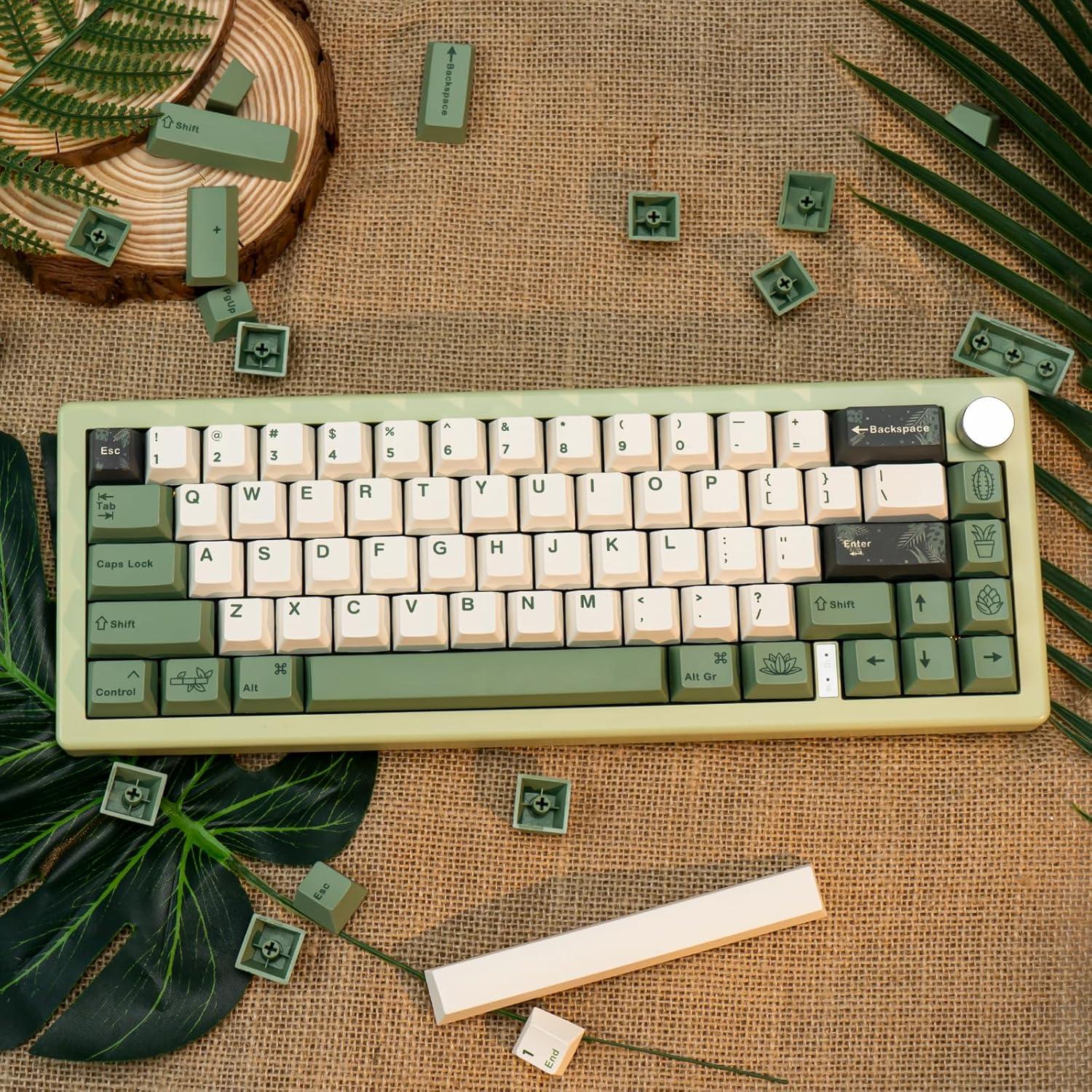 Juego de Teclas Personalizadas TIMSEKER 128 PBT Verde Beige