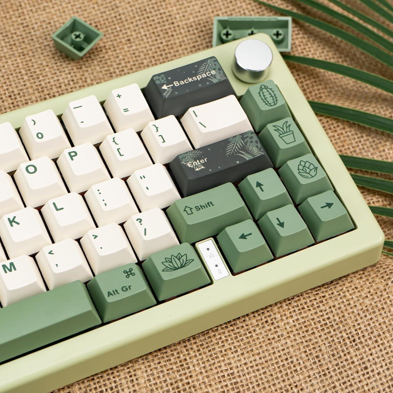 Juego de Teclas Personalizadas TIMSEKER 128 PBT Verde Beige