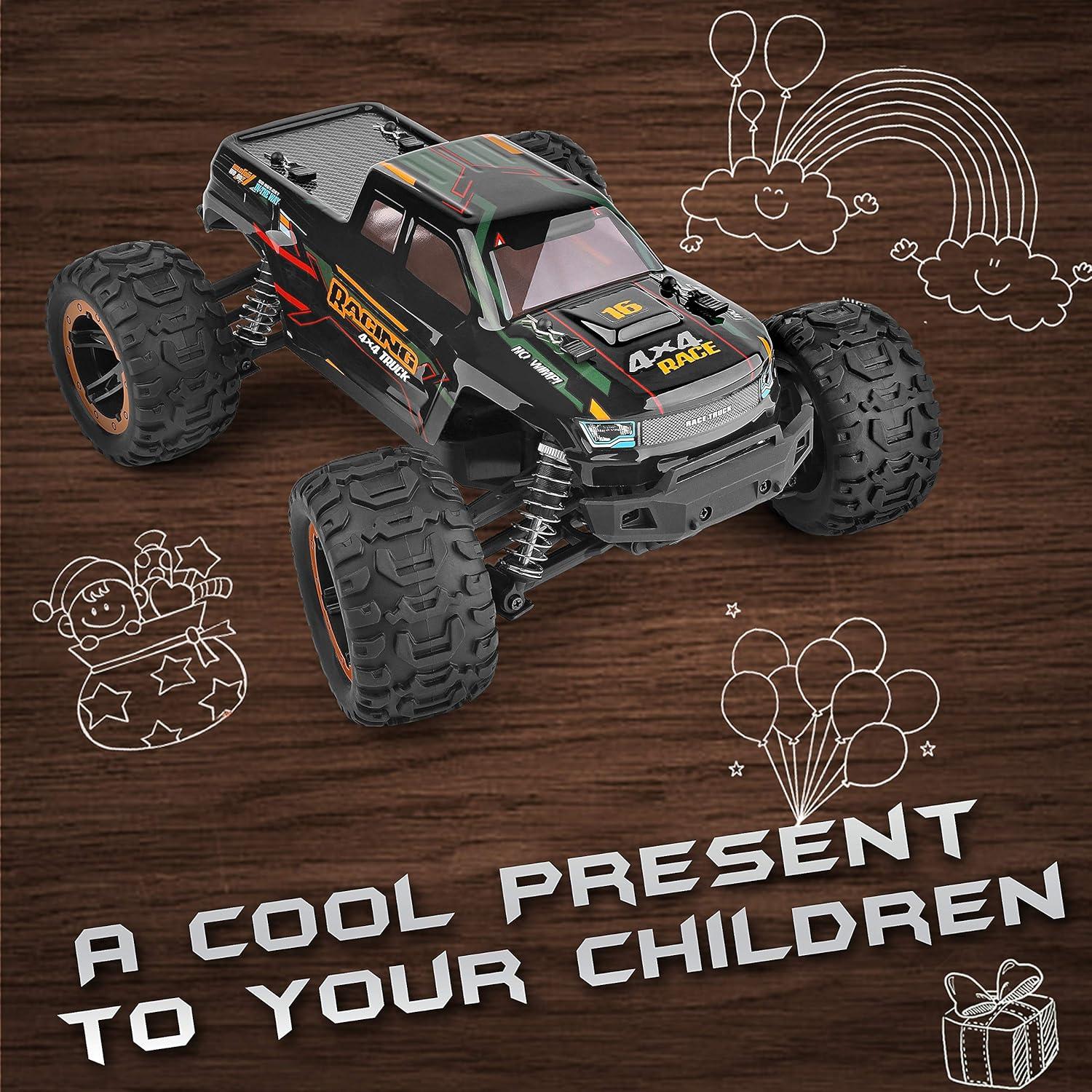 HAIBOXING Remote Control Car 16889, 1:16 Scale 2.4Ghz RC Cars 4x4 Off Road Trucks, Waterproof RTR RC Monster Truck 36KM/H, Toys for Kids and Adults with 2 Batteries 35+ mins Play