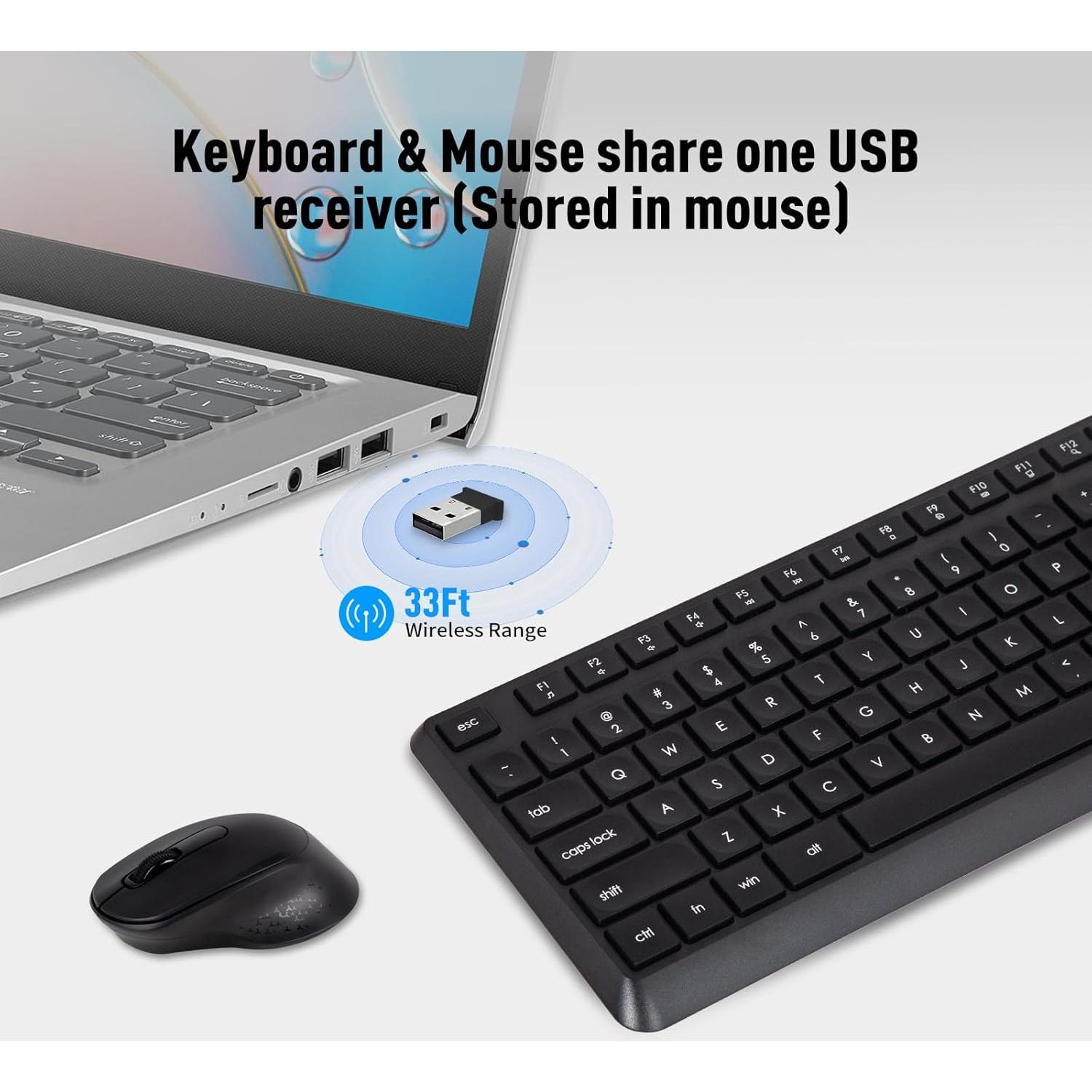 Combo Teclado y Ratón Inalámbricos Silenciosos HUO JI Negro