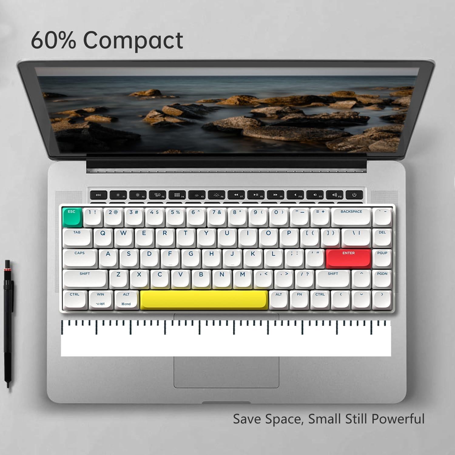 Teclado Mecánico Ukvey C68 Blanco 68 Teclas Bluetooth 2.4G