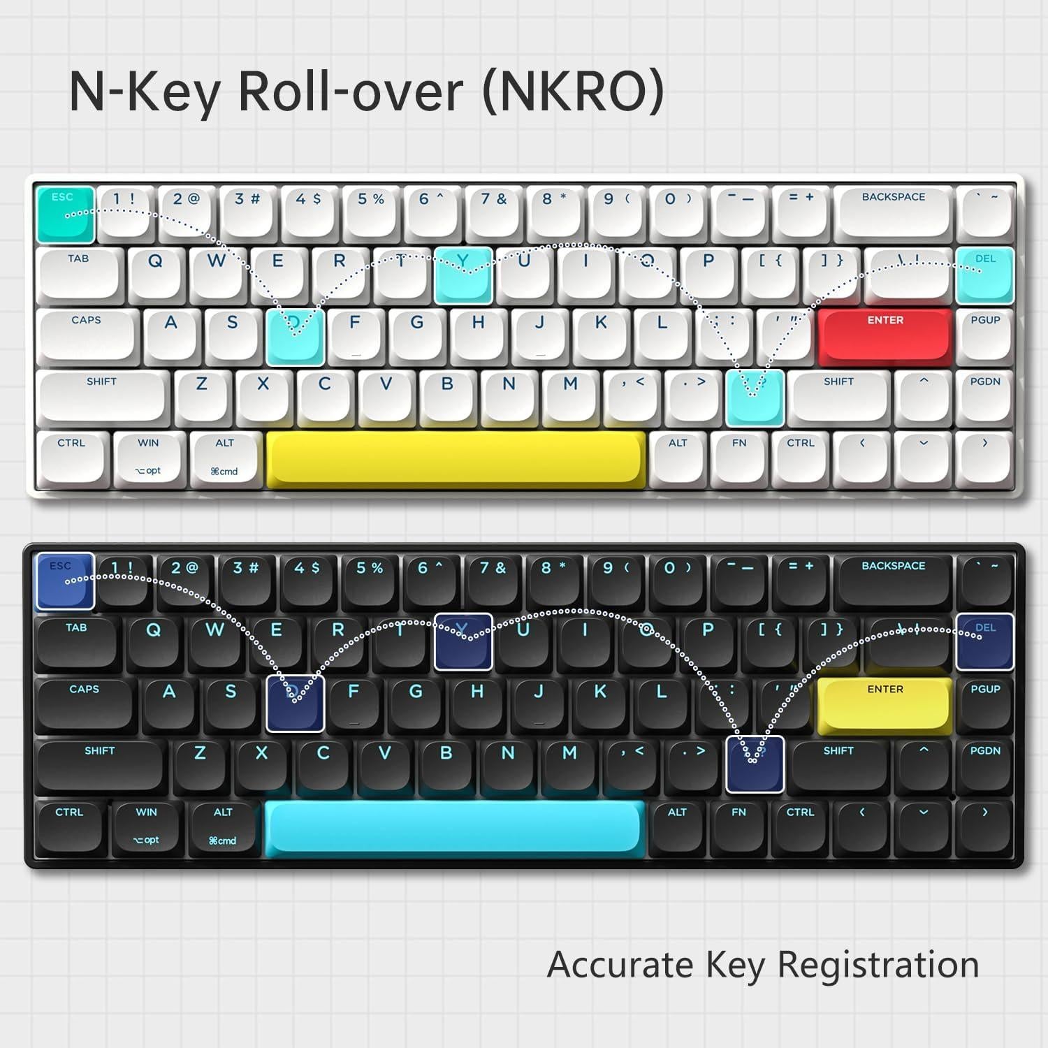 Teclado Mecánico Ukvey C68 Blanco 68 Teclas Bluetooth 2.4G