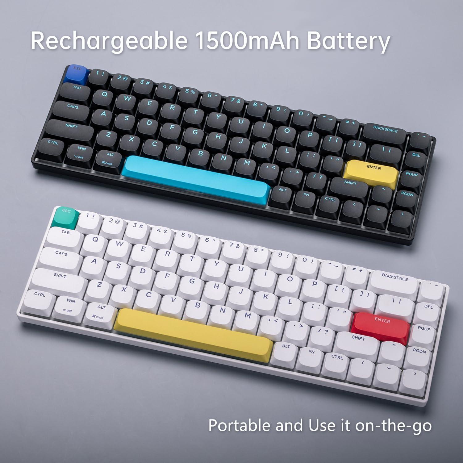 Teclado Mecánico Ukvey C68 Blanco 68 Teclas Bluetooth 2.4G