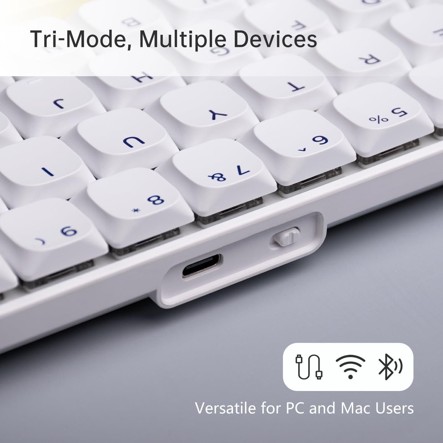 Teclado Mecánico Ukvey C68 Blanco 68 Teclas Bluetooth 2.4G